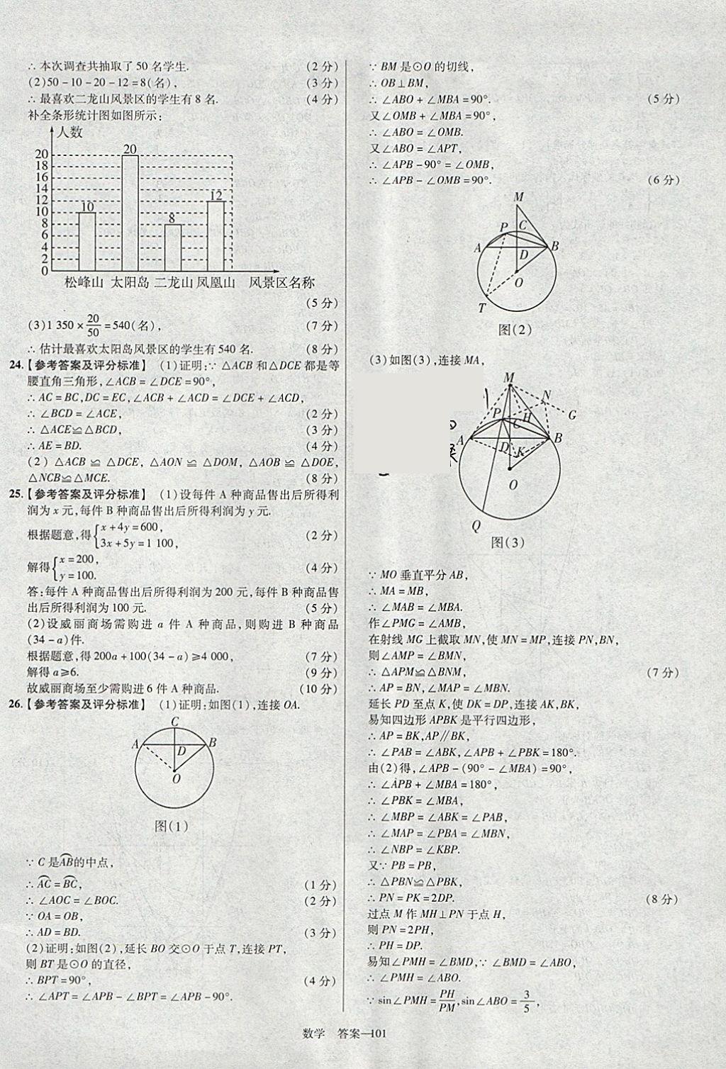 2018年金考卷湖北中考45套汇编数学第13年第13版 参考答案第101页