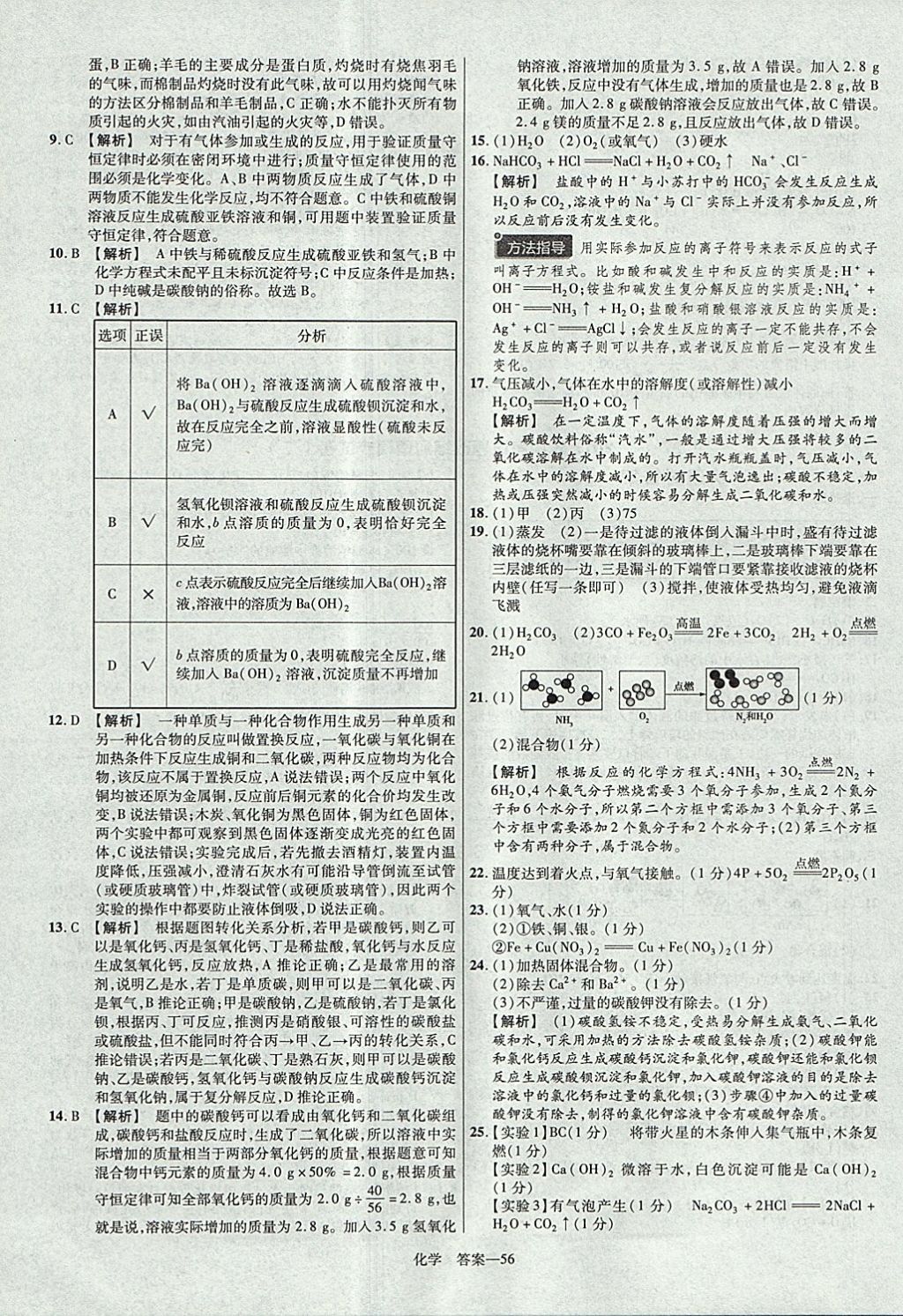 2018年金考卷河南中考45套匯編化學(xué)第9年第9版 參考答案第56頁