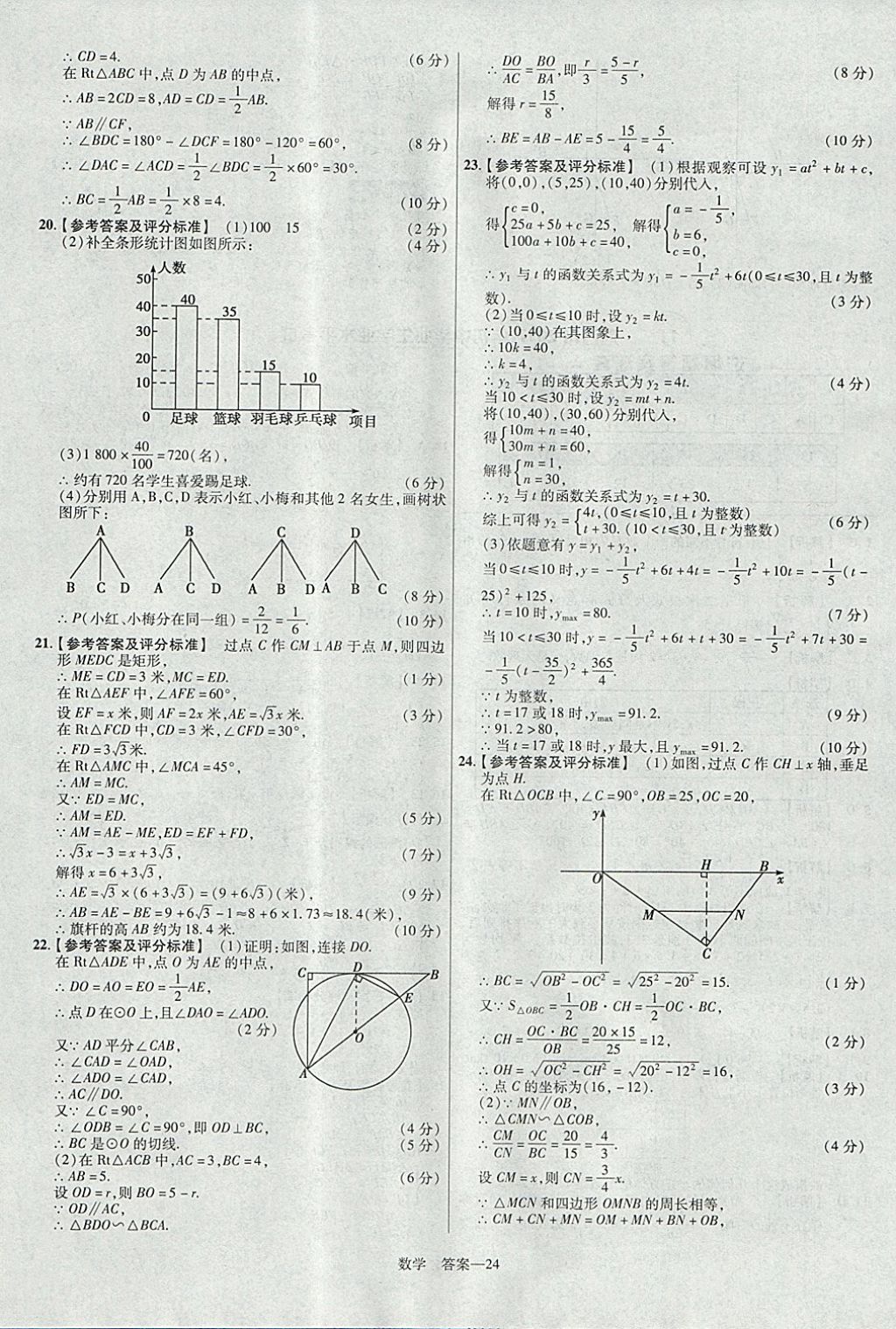 2018年金考卷湖北中考45套匯編數(shù)學(xué)第13年第13版 參考答案第24頁