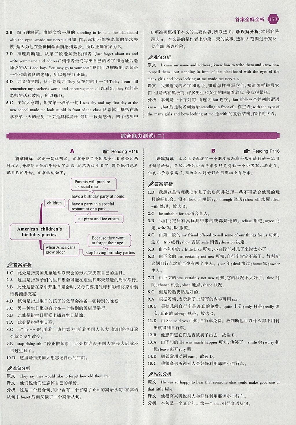 2018年53English九年級加中考英語完形填空與閱讀理解150加50篇 參考答案第55頁