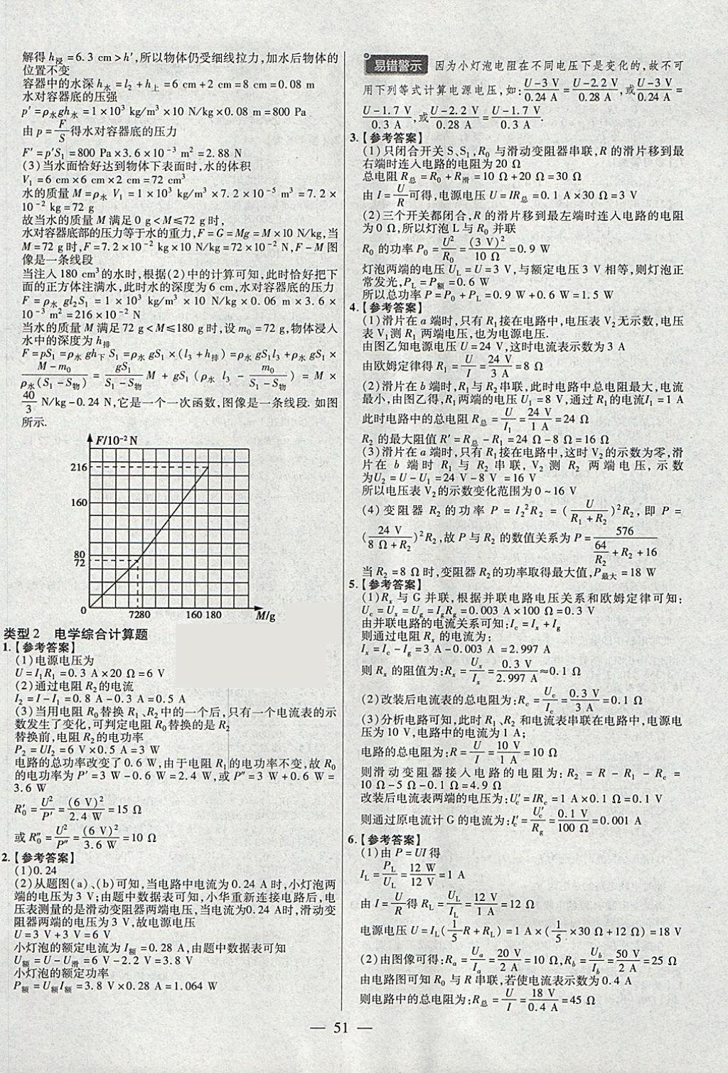 2018年金考卷全國各省市中考真題分類訓練物理第6年第6版 參考答案第51頁