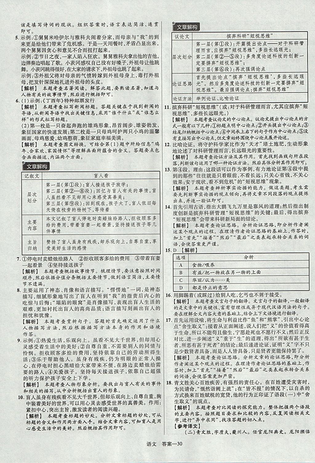 2018年金考卷河南中考45套匯編語文第9年第9版 參考答案第30頁