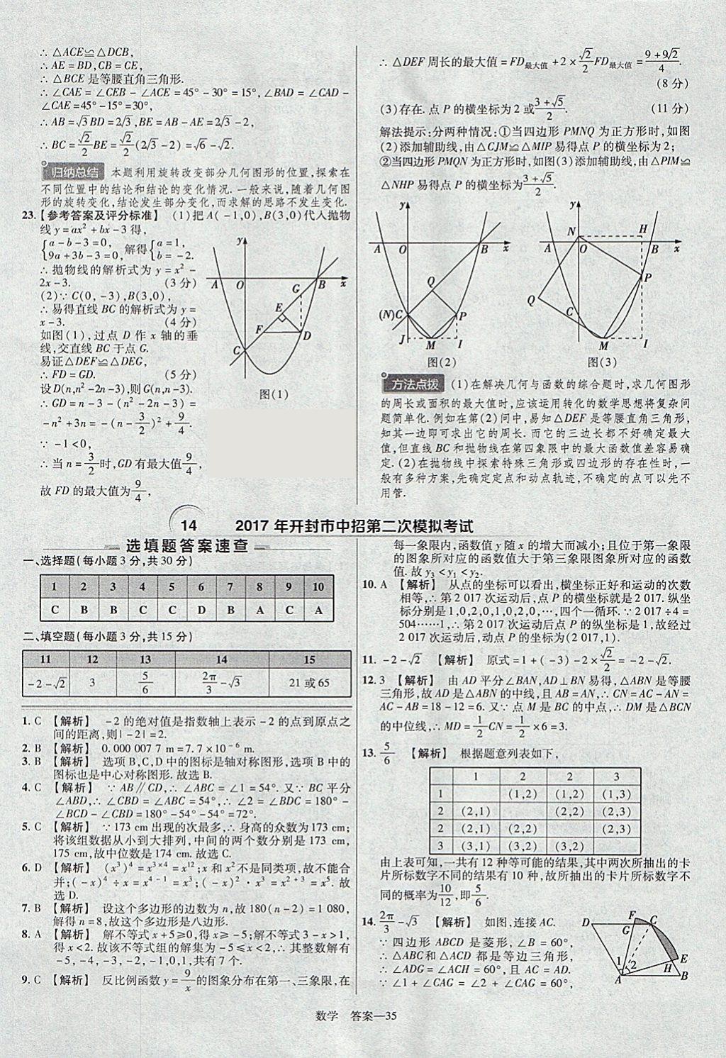 2018年金考卷河南中考45套匯編數(shù)學(xué)第9年第9版 參考答案第35頁