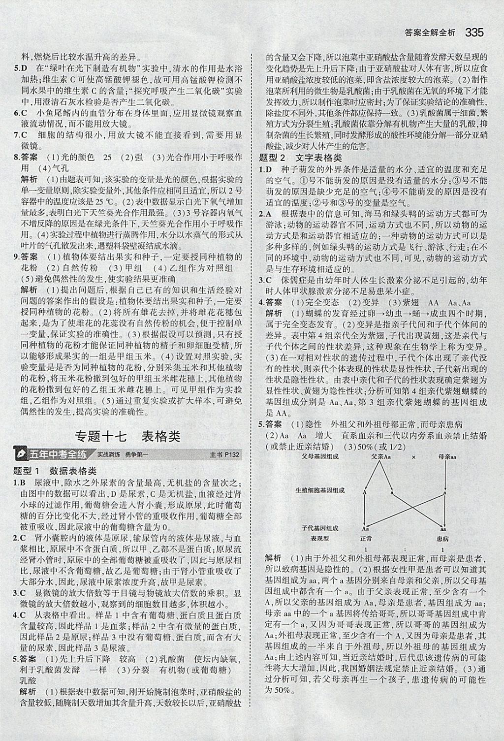 2018年5年中考3年模擬八年級(jí)加中考生物人教版 參考答案第39頁(yè)