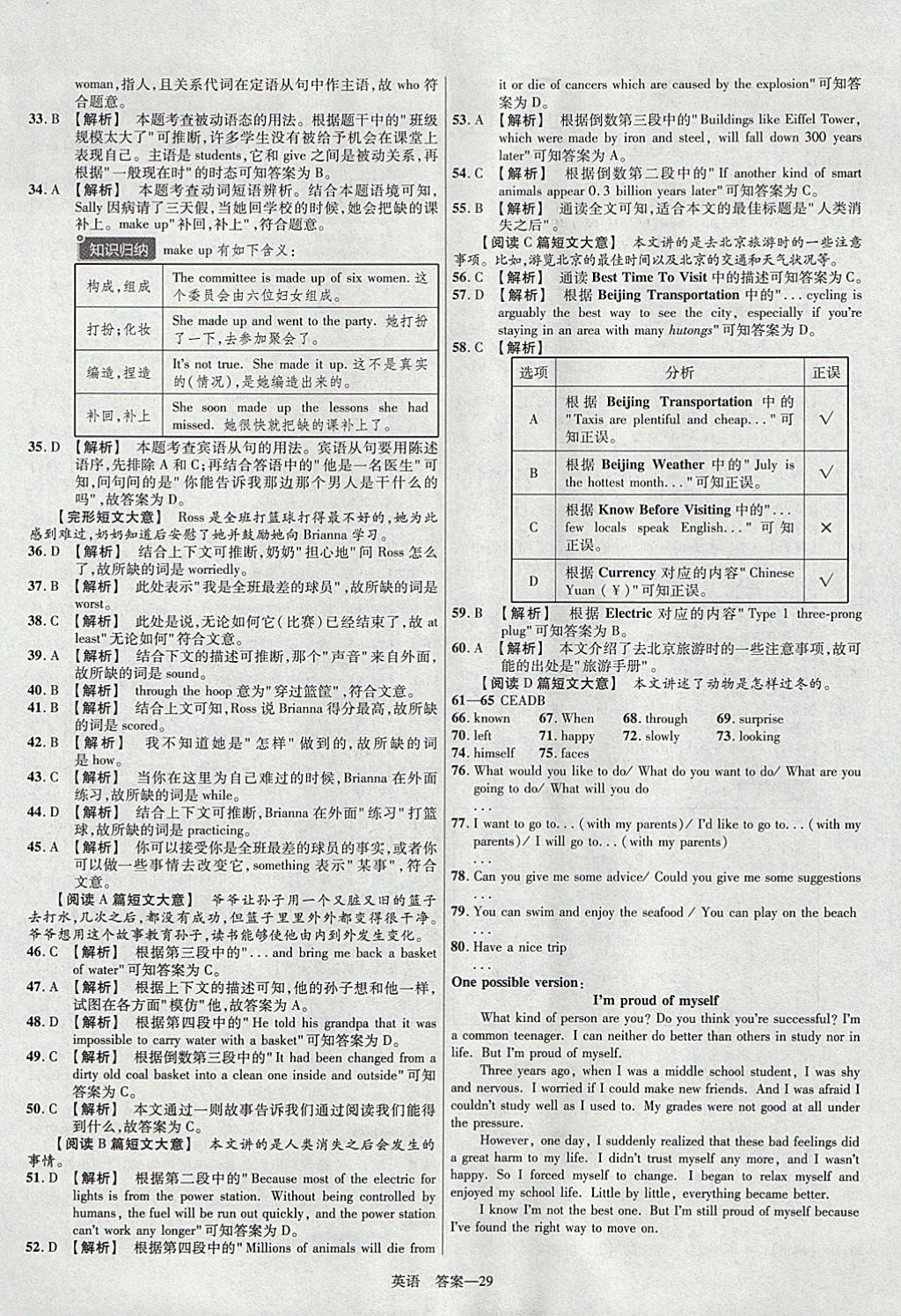 2018年金考卷河南中考45套匯編英語第9年第9版 參考答案第29頁