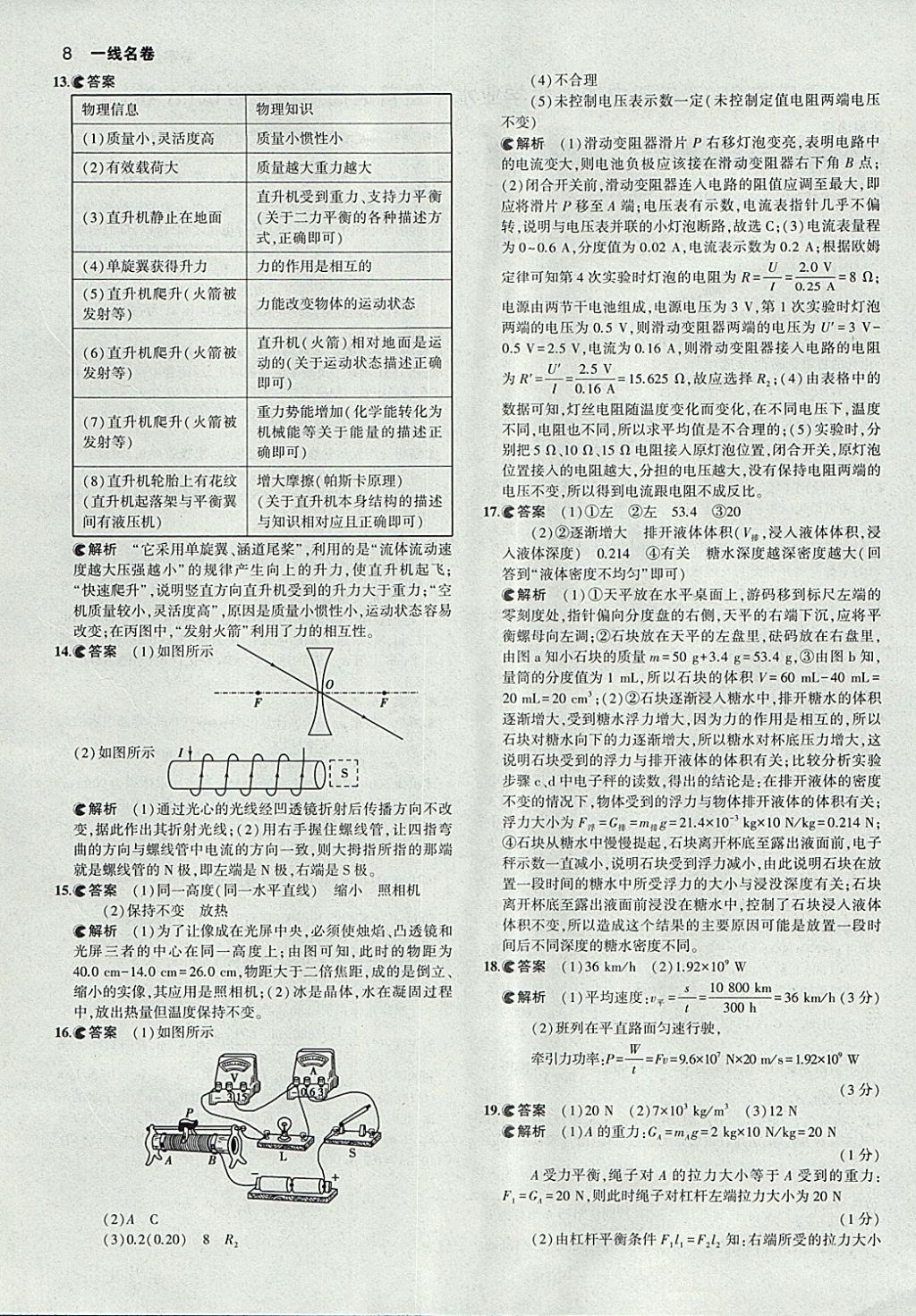 2018年53中考真題卷物理 參考答案第8頁(yè)