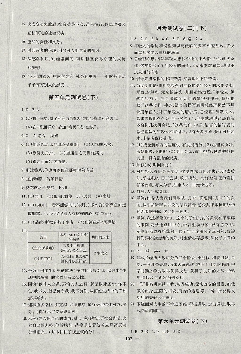 2017年海淀黃岡中考風(fēng)向標(biāo)九年級語文全一冊人教版 參考答案第10頁