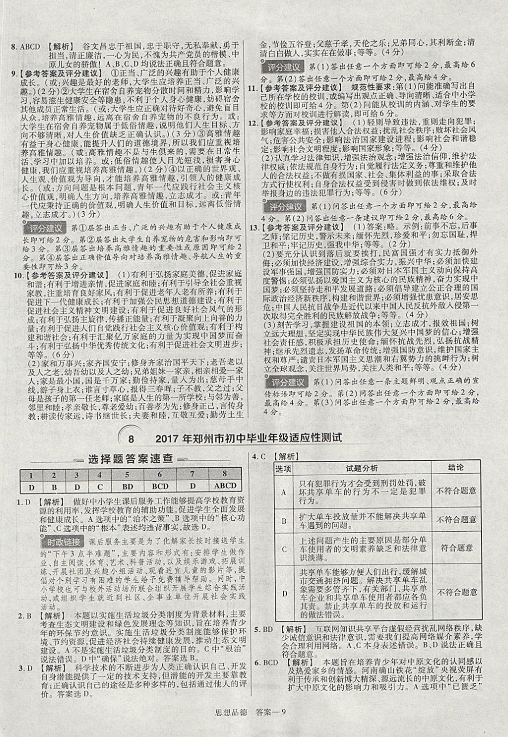 2018年金考卷河南中考45套匯編政治第9年第9版 參考答案第20頁(yè)