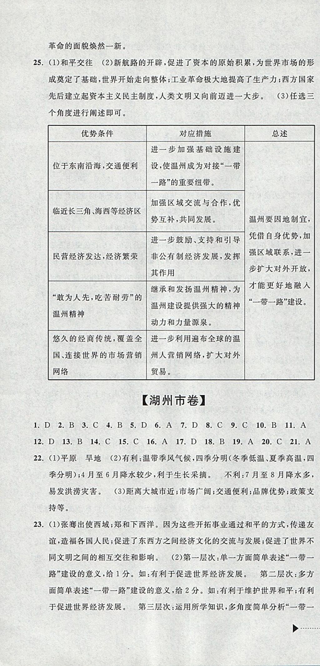 2018年中考必備2017中考利劍浙江省中考試卷匯編社會政治 參考答案第4頁