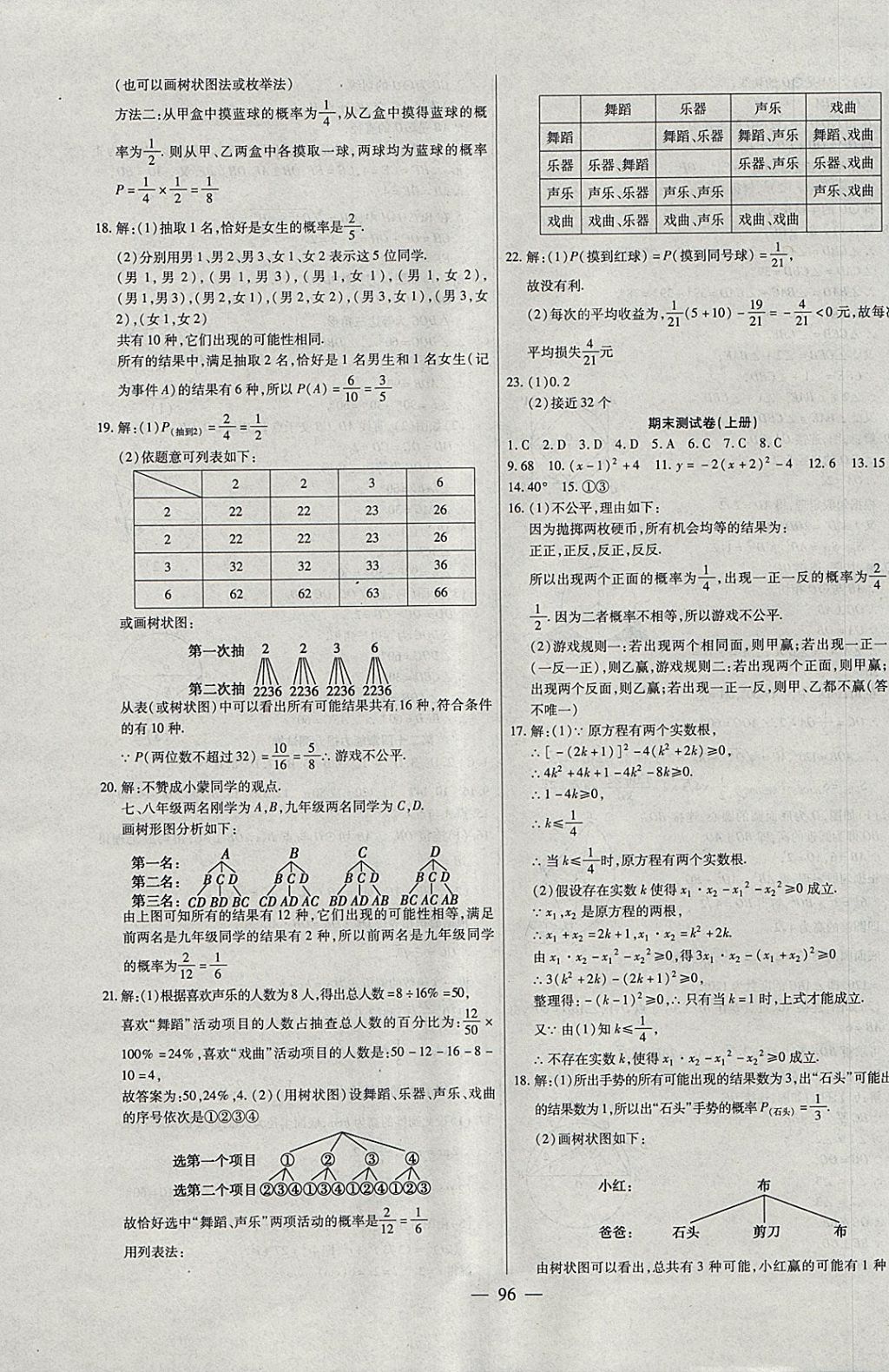 2017年海淀黃岡中考風向標九年級數(shù)學全一冊人教版 參考答案第8頁