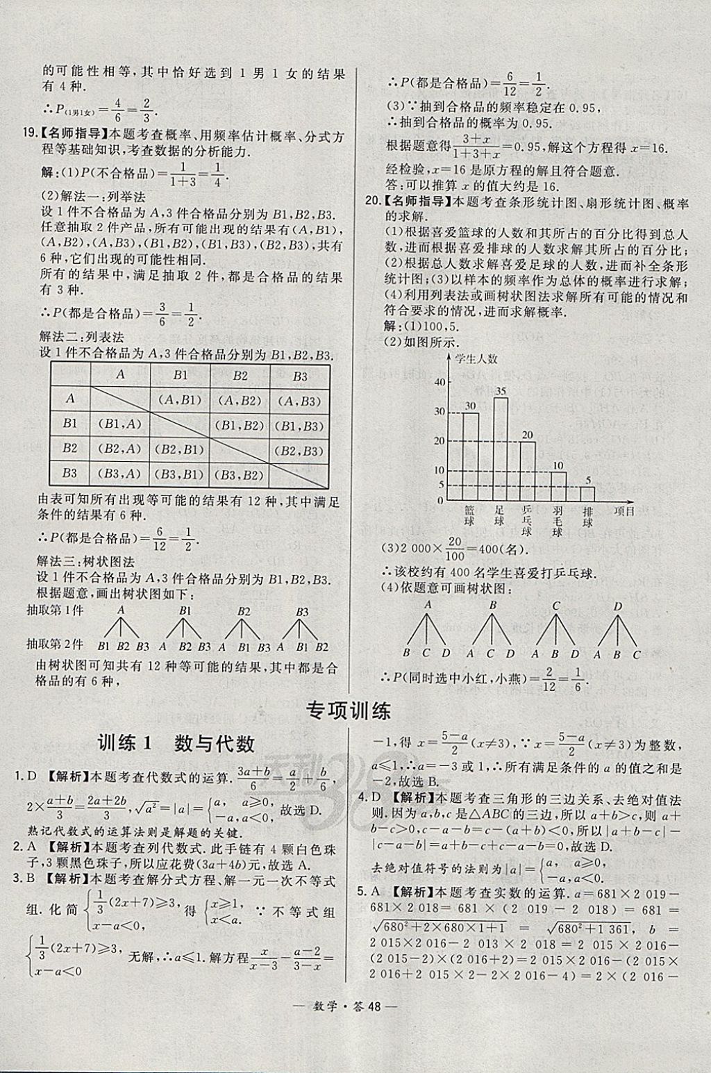 2018年3年中考真题考点分类集训卷数学 参考答案第48页