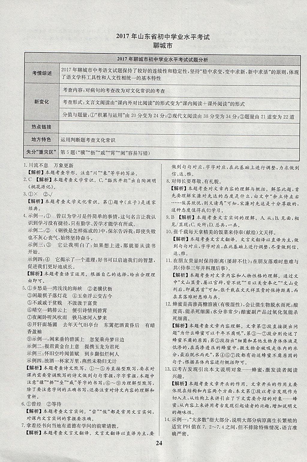 2018年智樂文化山東省初中學(xué)業(yè)水平考試專用中考真題匯編語文 參考答案第24頁