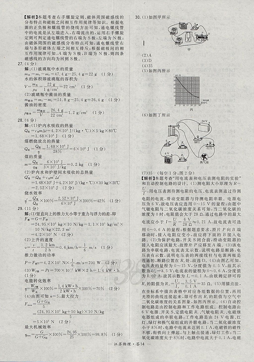 2018年天利38套江蘇省13大市中考試題精選物理 參考答案第14頁