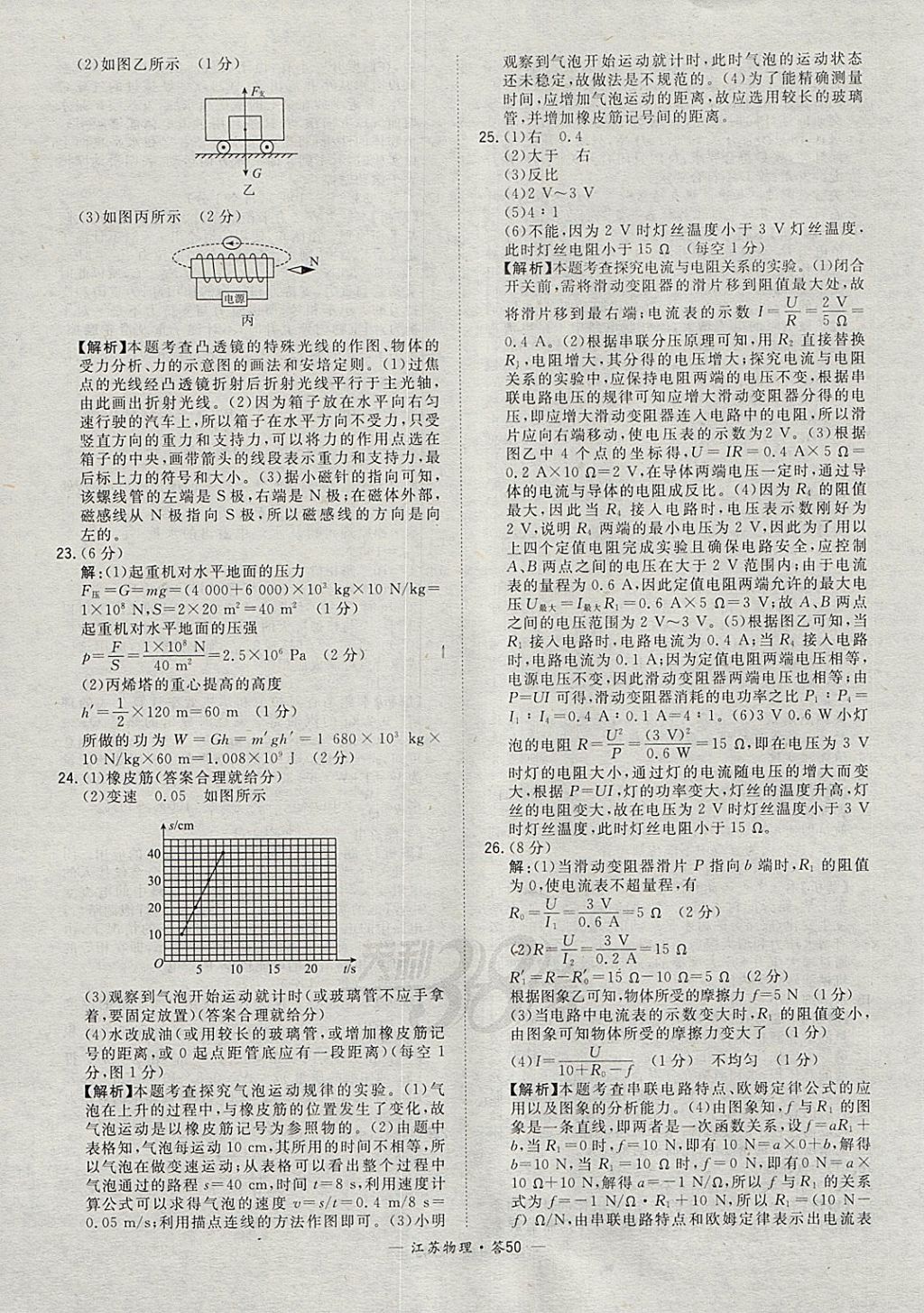 2018年天利38套江蘇省13大市中考試題精選物理 參考答案第50頁