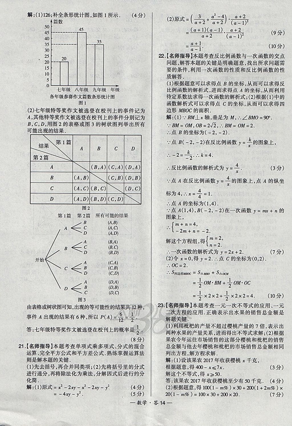 2018年天利38套新課標(biāo)全國中考試題精選數(shù)學(xué) 參考答案第14頁