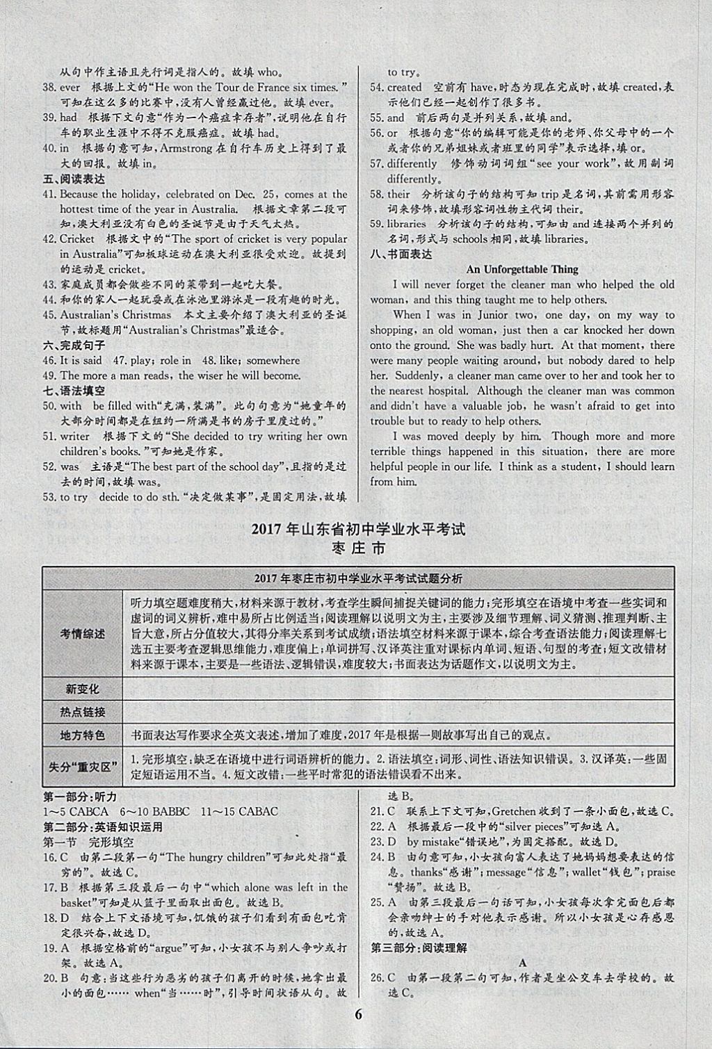 2018年智樂文化山東省初中學(xué)業(yè)水平考試專用中考真題匯編英語 參考答案第6頁