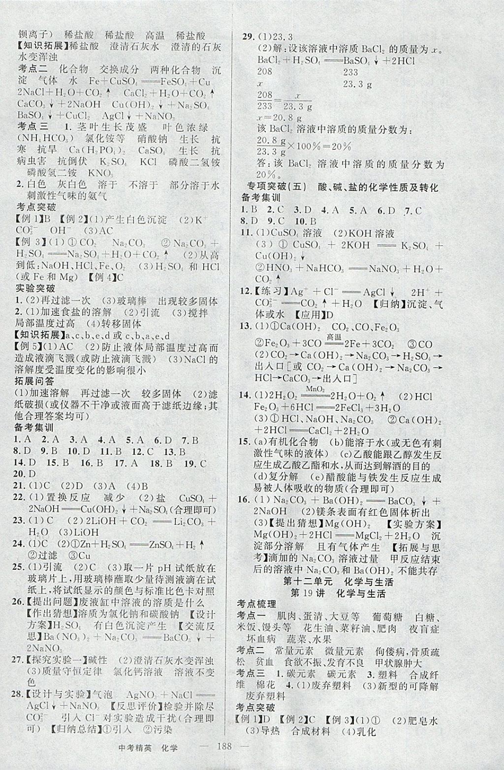 2018年黃岡金牌之路中考精英總復習化學 參考答案第10頁