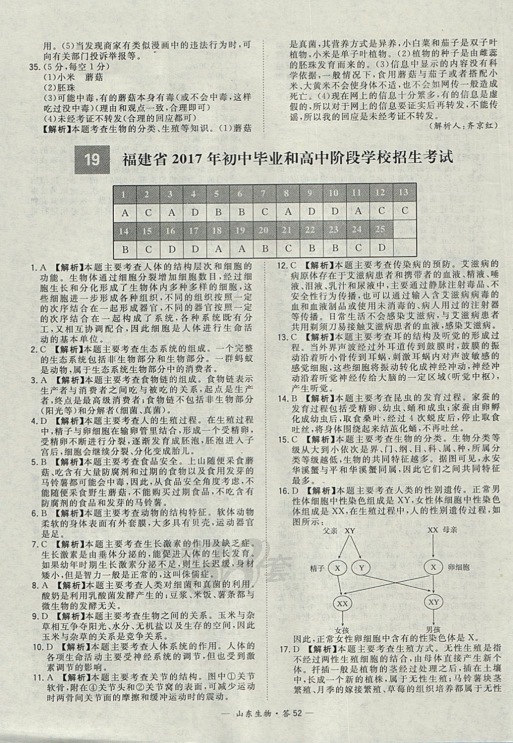 2018年天利38套山東省中考試題精選生物 參考答案第52頁