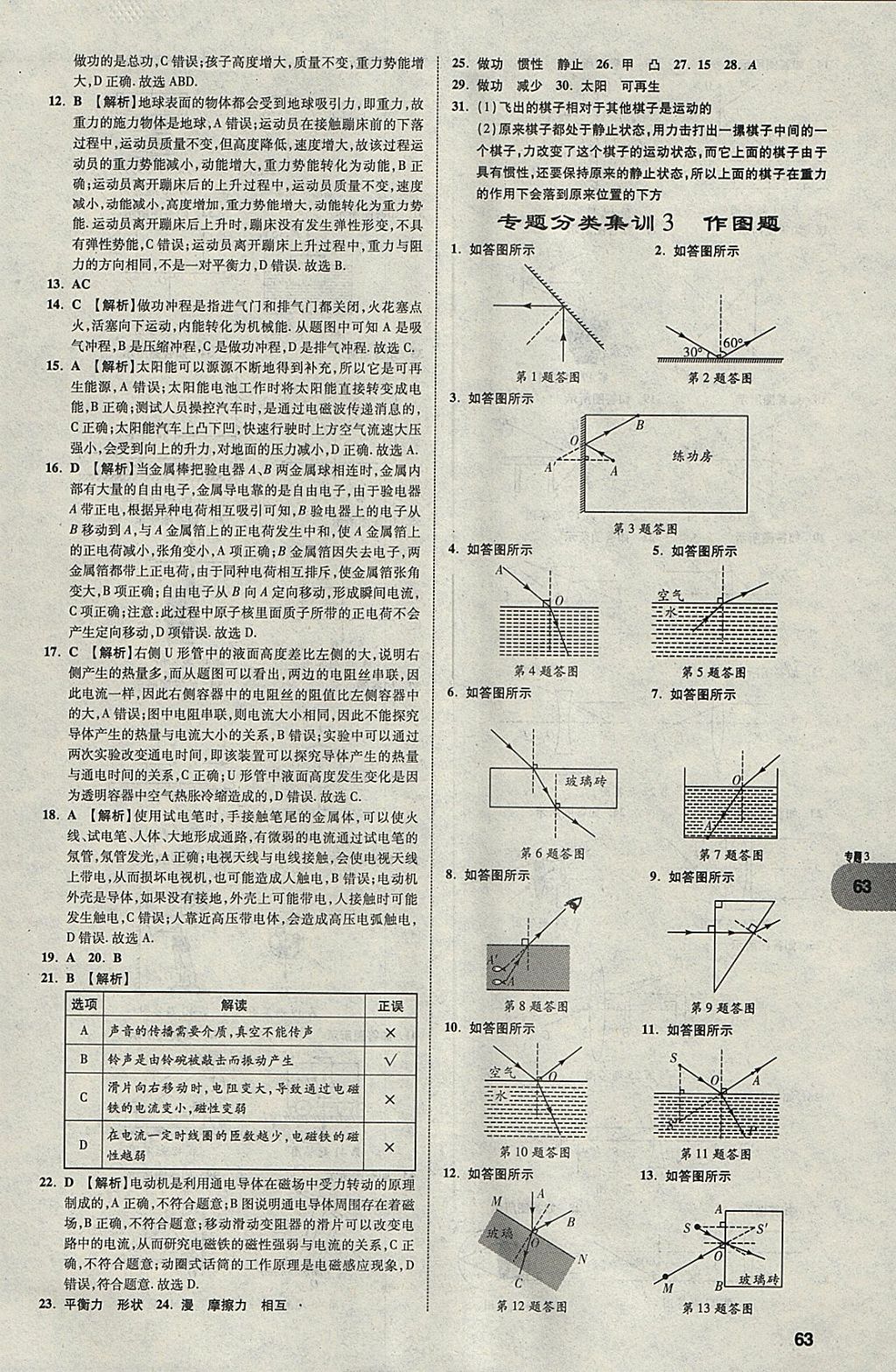2018年中考真題分類卷物理第11年第11版 參考答案第63頁