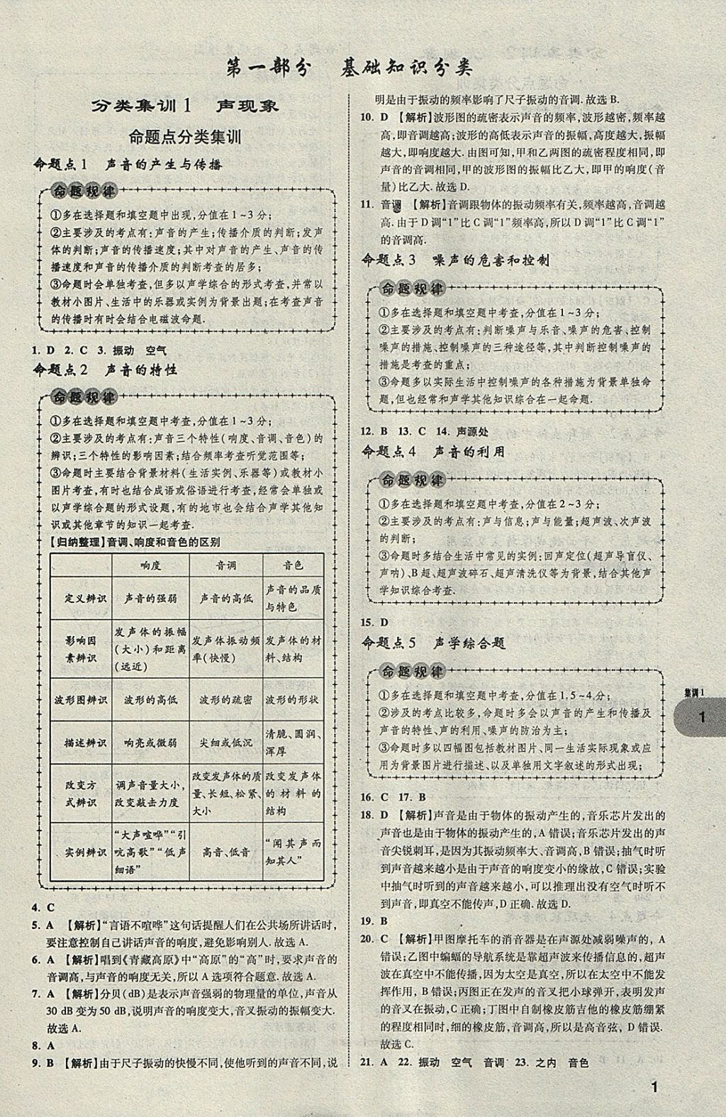 2018年中考真題分類(lèi)卷物理第11年第11版 參考答案第1頁(yè)