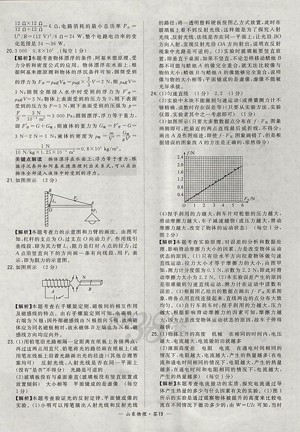 2018年天利38套山東省中考試題精選物理 參考答案第19頁