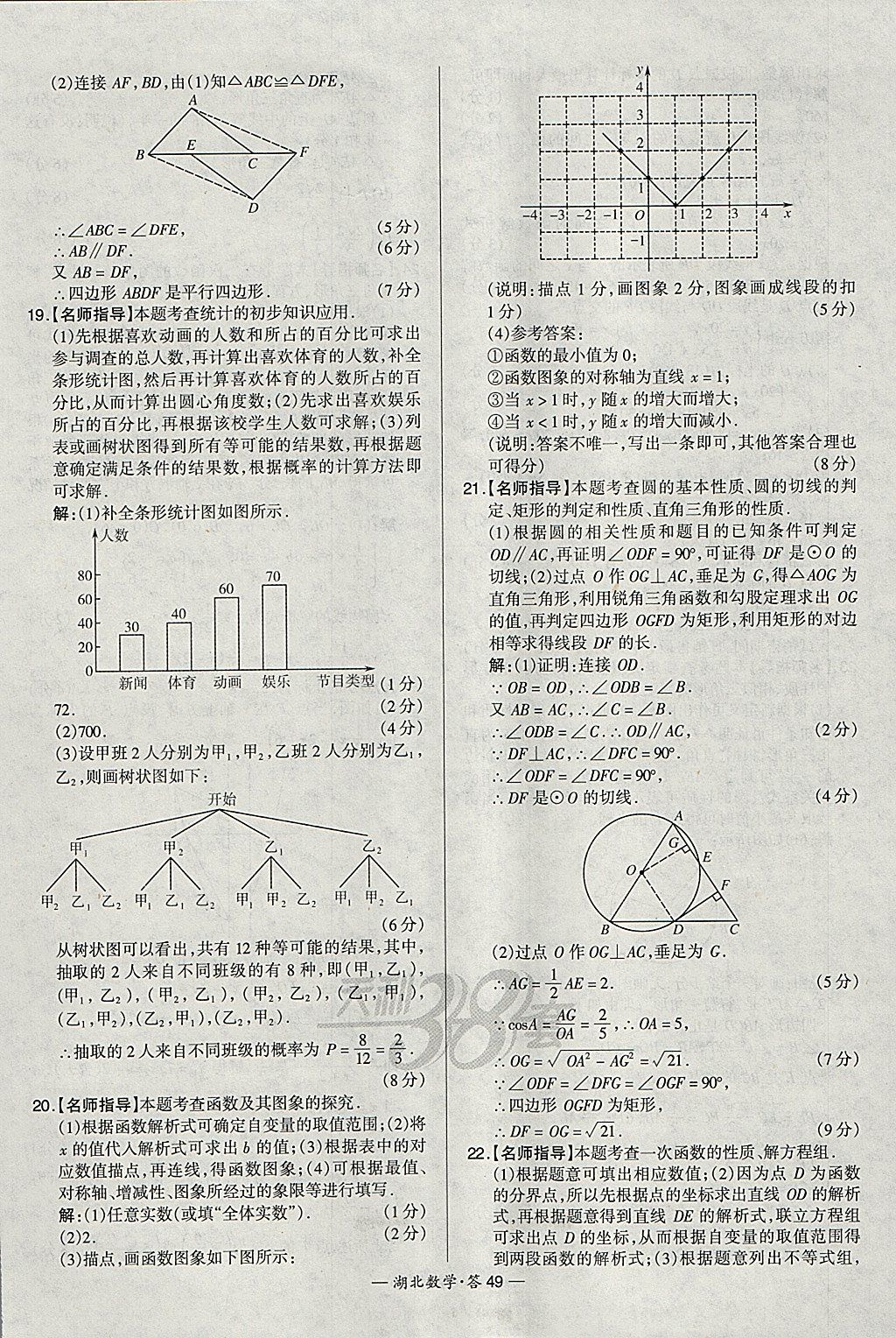 2018年天利38套湖北省中考試題精選數(shù)學(xué) 參考答案第49頁