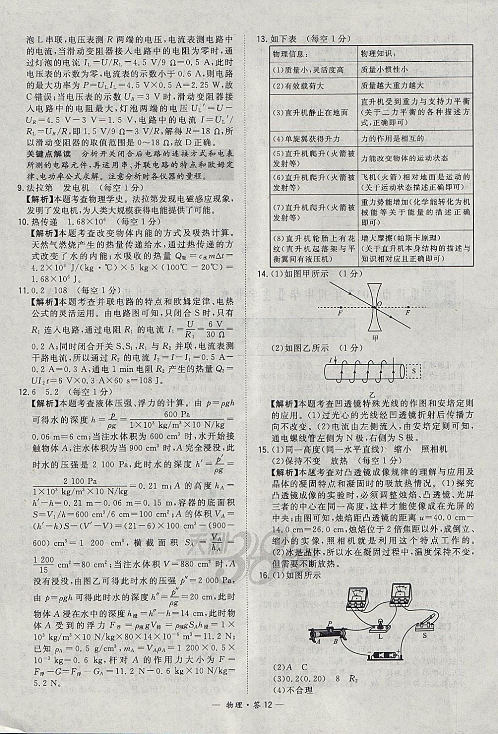 2018年天利38套新課標全國中考試題精選物理 參考答案第12頁