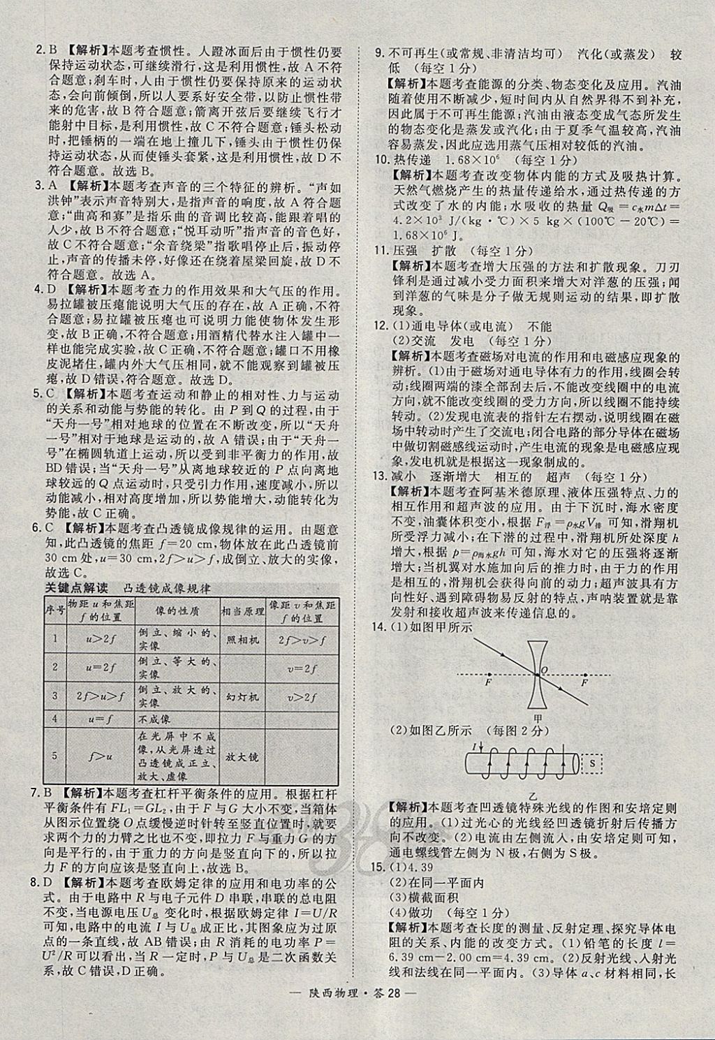 2018年天利38套陕西省中考试题精选物理 参考答案第28页