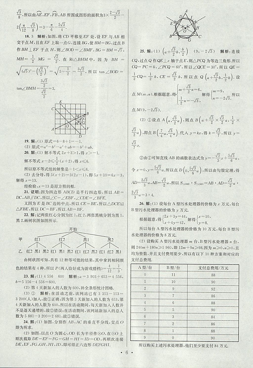 2018年江苏13大市中考试卷与标准模拟优化38套数学 参考答案第6页