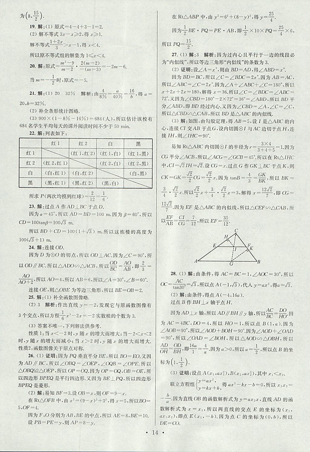 2018年江苏13大市中考试卷与标准模拟优化38套数学 参考答案第14页