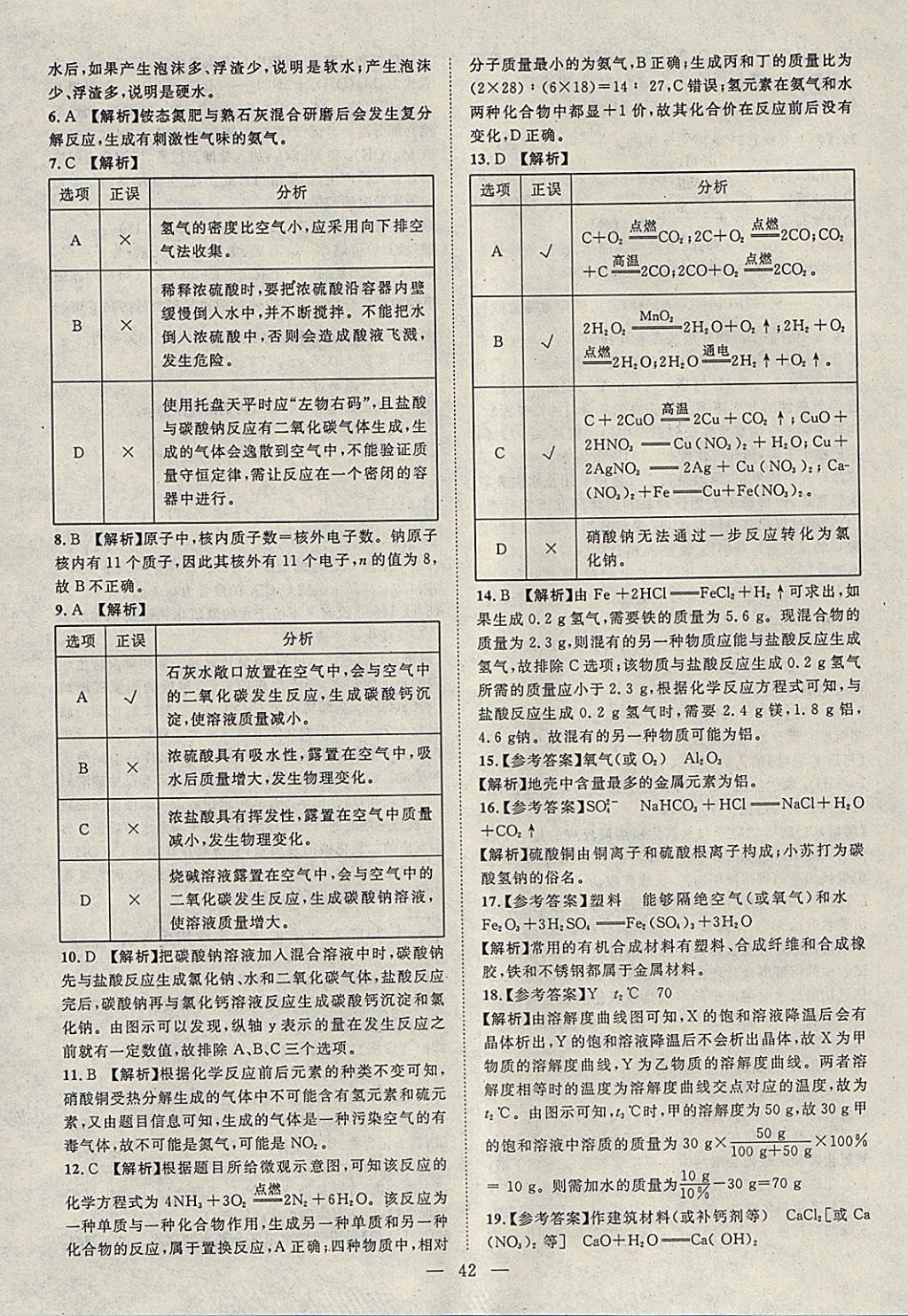 2018年智慧万羽湖北中考2017全国中考试题荟萃化学 参考答案第42页