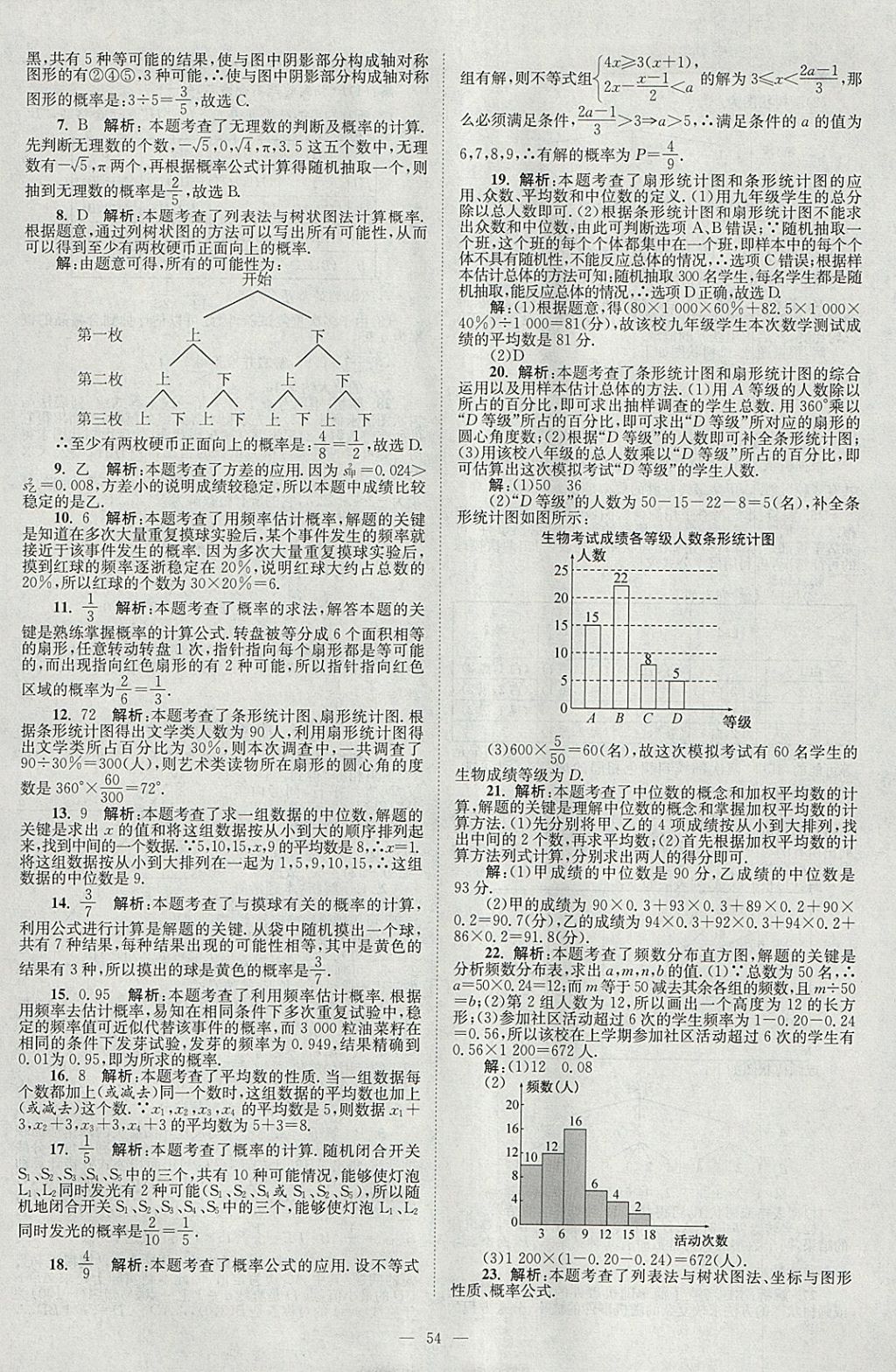 2018年壹學教育江蘇13大市中考真題28套卷數(shù)學 參考答案第54頁