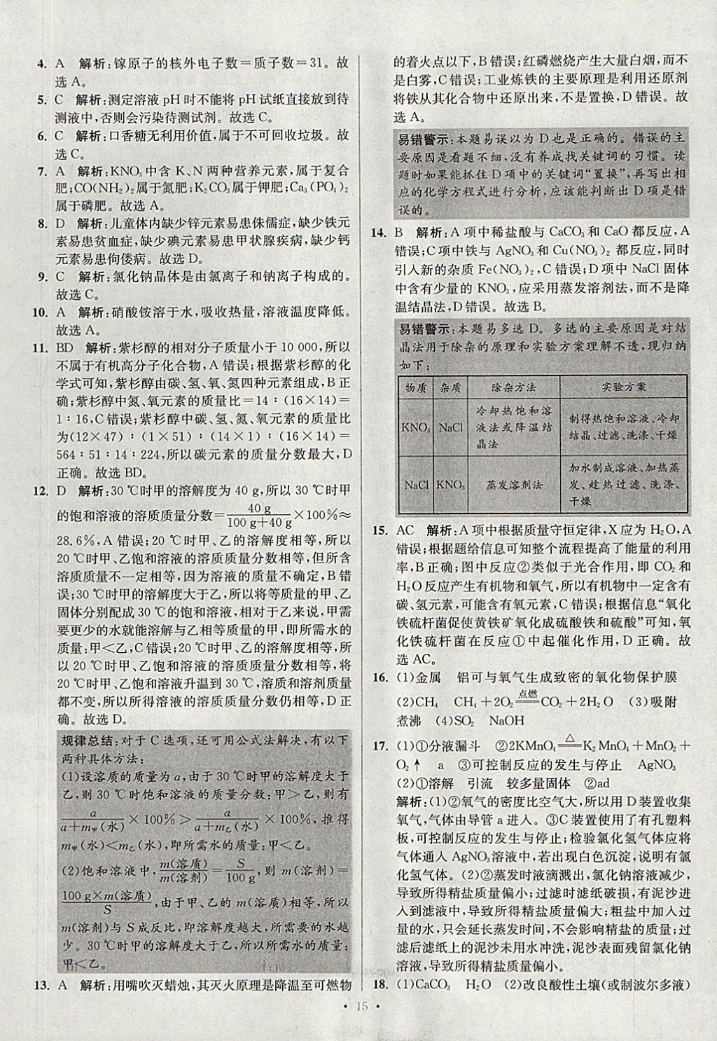 2018年江蘇13大市中考試卷與標(biāo)準(zhǔn)模擬優(yōu)化38套化學(xué) 參考答案第15頁