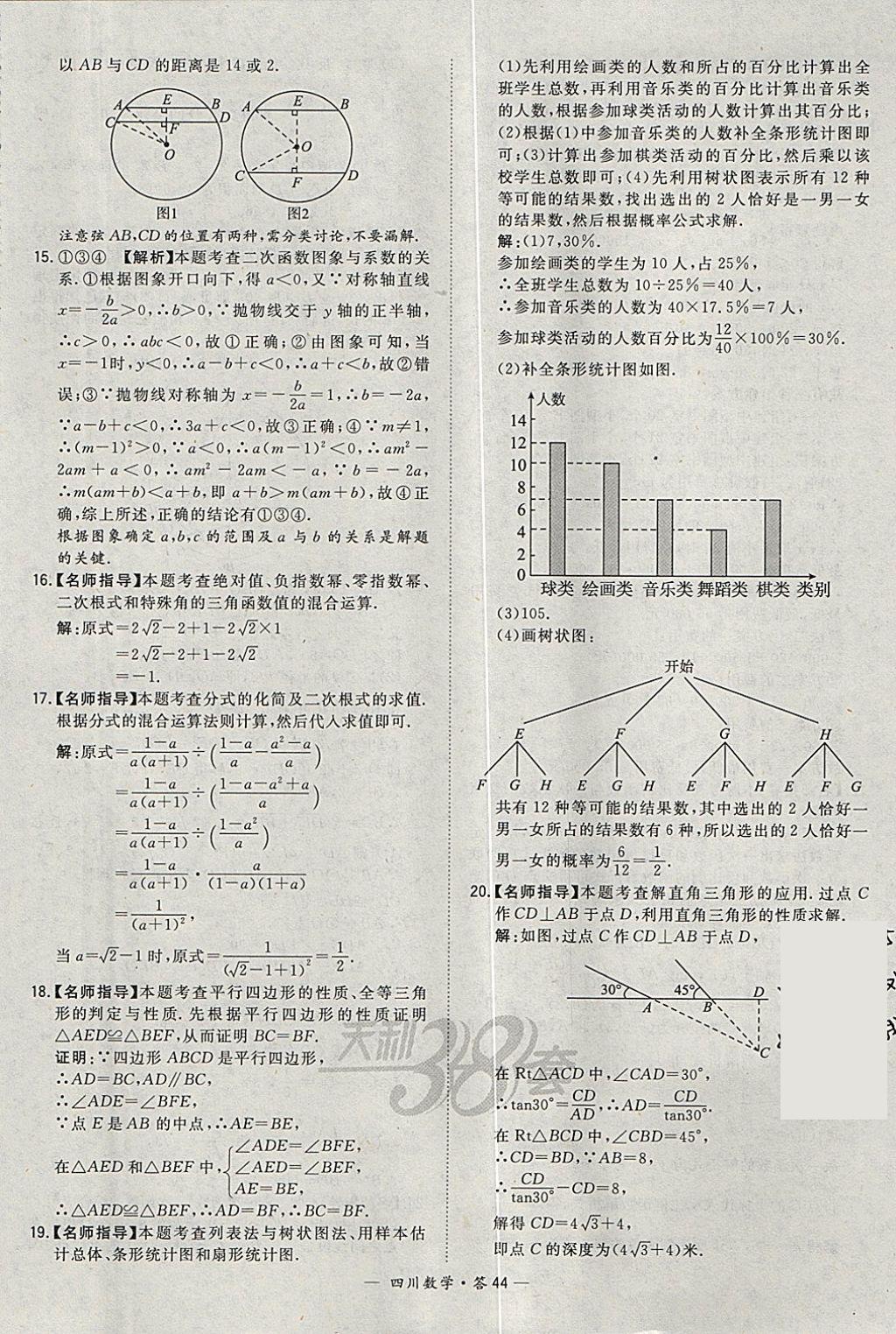 2018年天利38套四川省中考試題精選數(shù)學(xué) 參考答案第44頁(yè)