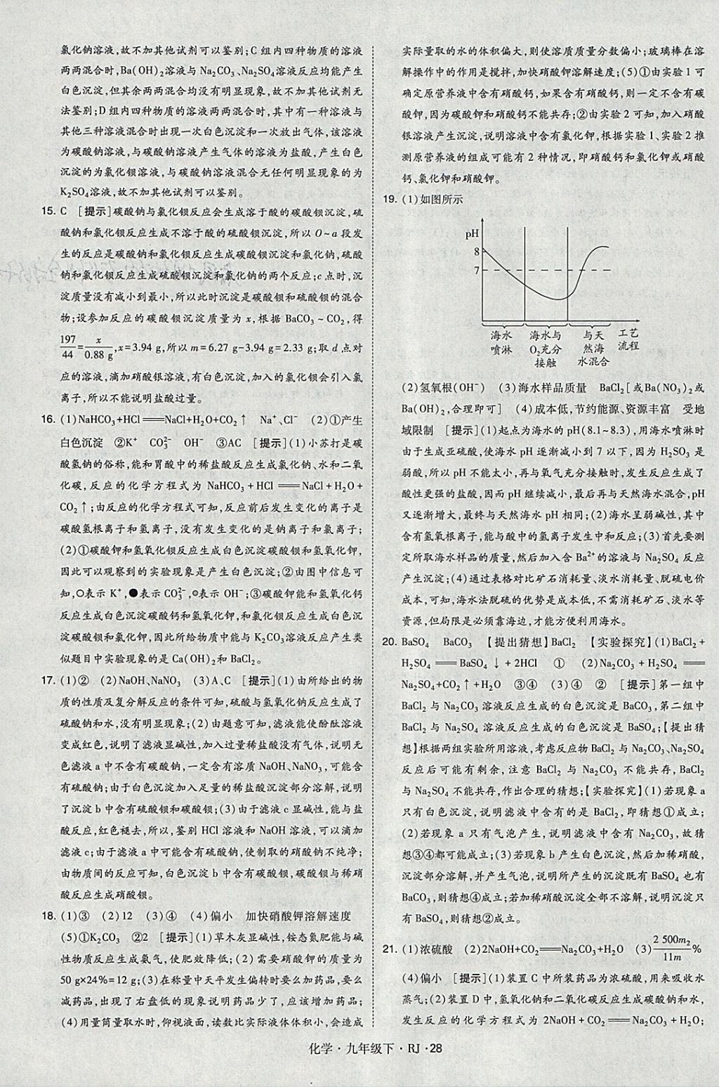 2018年經(jīng)綸學典學霸九年級化學下冊人教版 參考答案第28頁