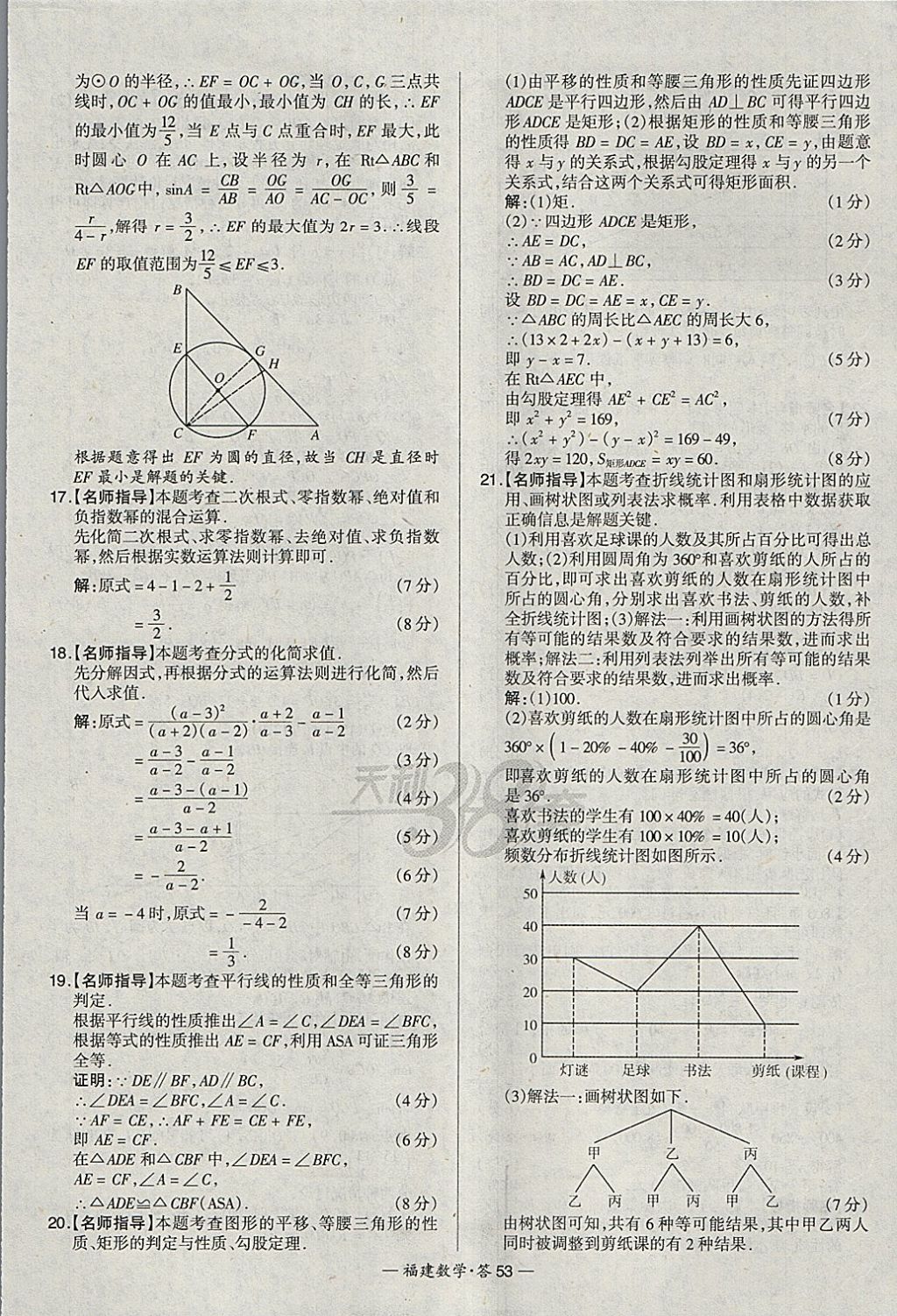 2018年天利38套福建省中考試題精選數(shù)學(xué) 參考答案第53頁(yè)