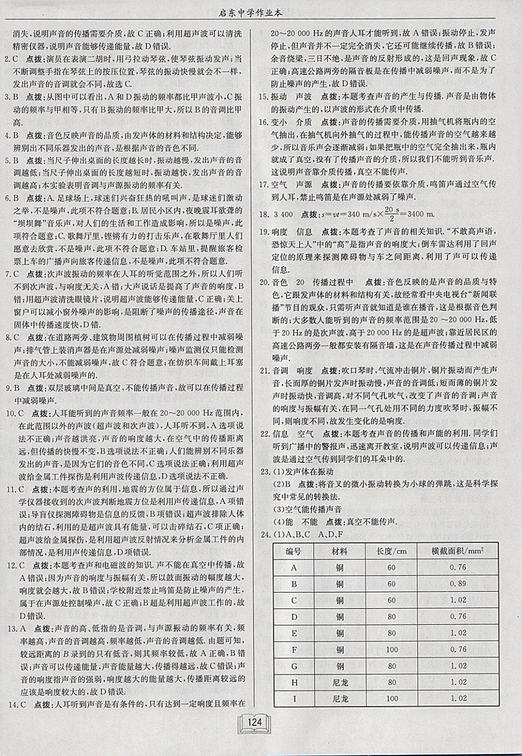 2018年启东中学作业本九年级物理下册沪科版 参考答案第12页