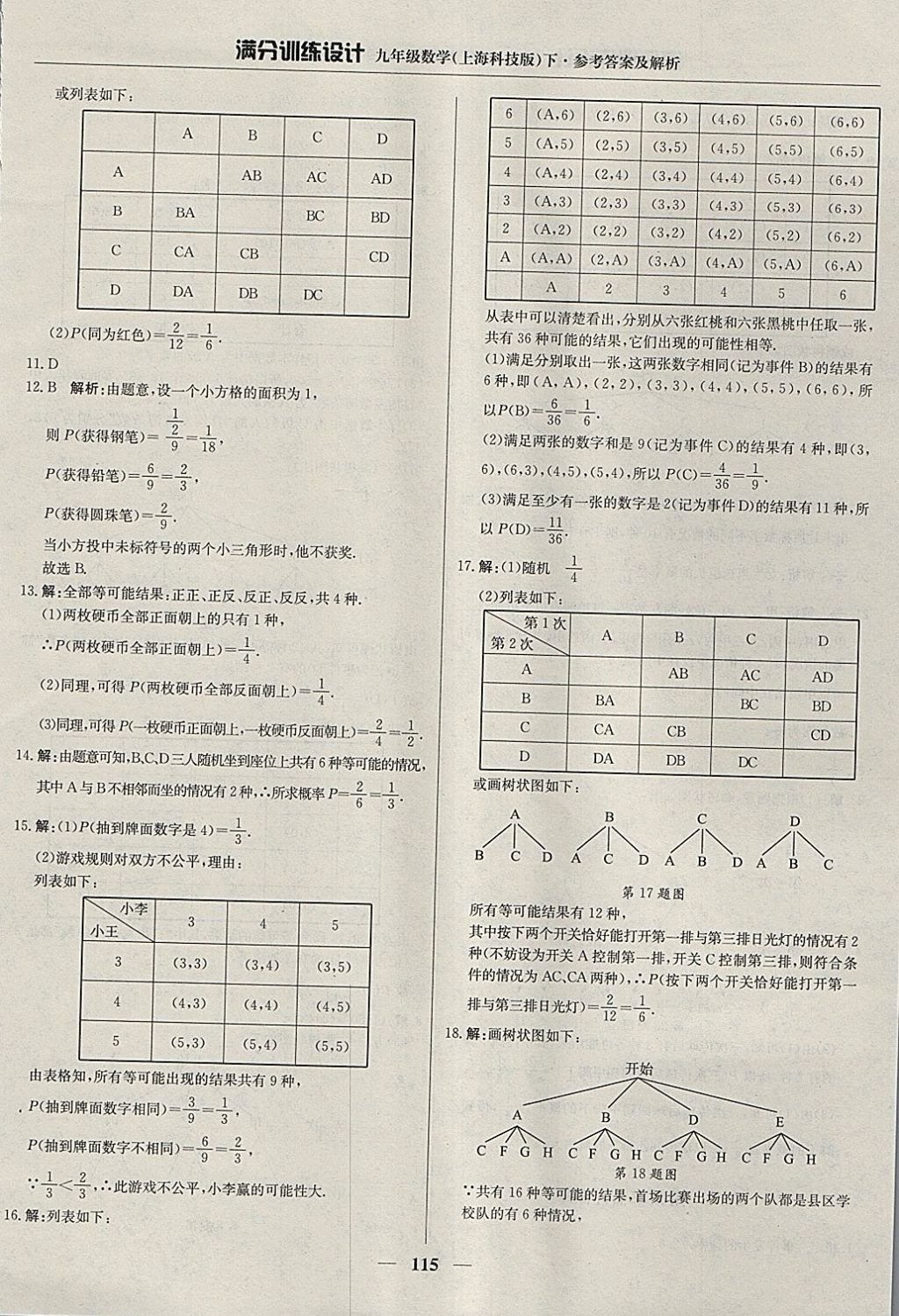 2018年滿分訓(xùn)練設(shè)計九年級數(shù)學(xué)下冊滬科版 參考答案第28頁