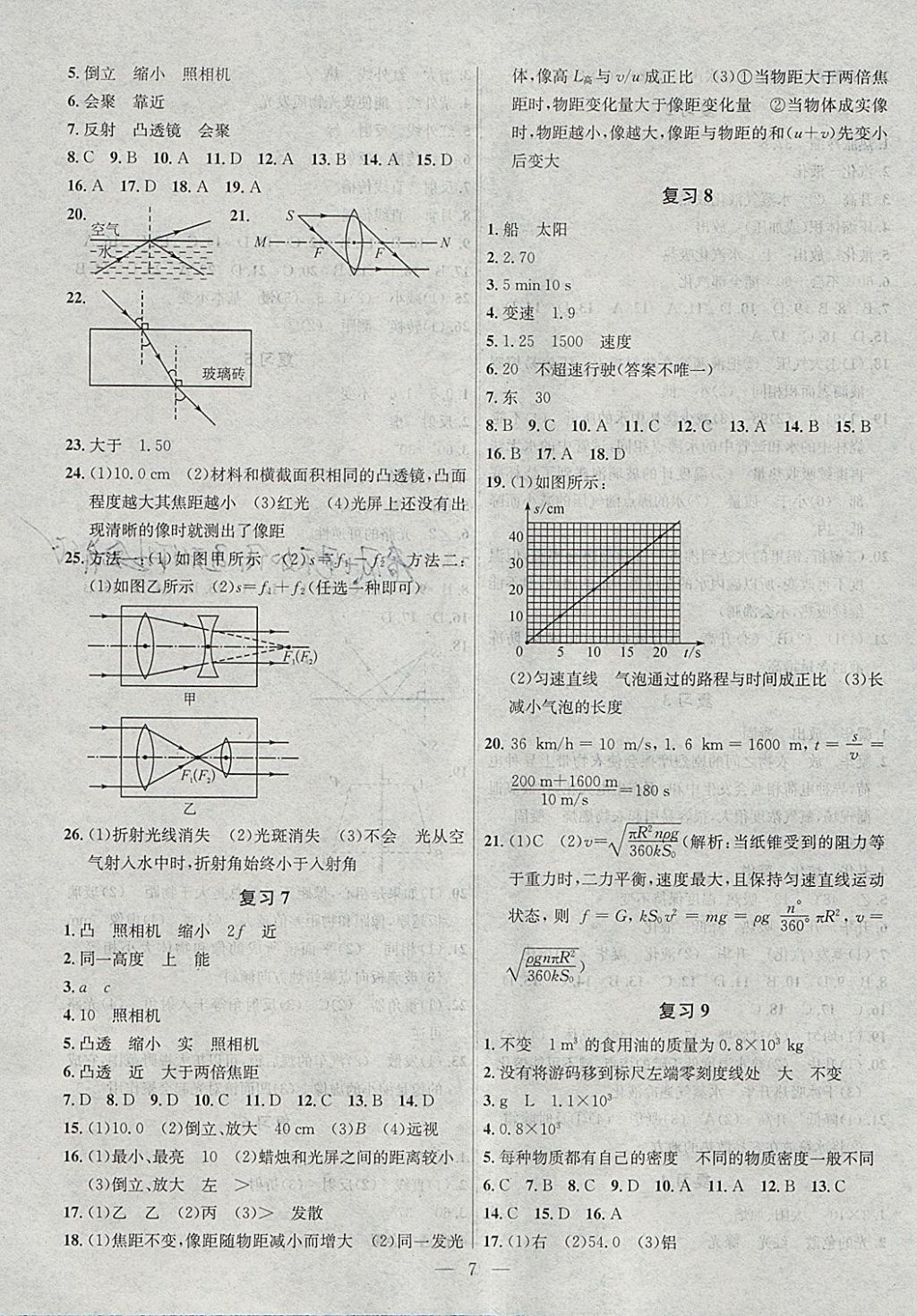 2018年提優(yōu)訓(xùn)練非常階段123九年級(jí)物理下冊(cè)江蘇版 參考答案第7頁