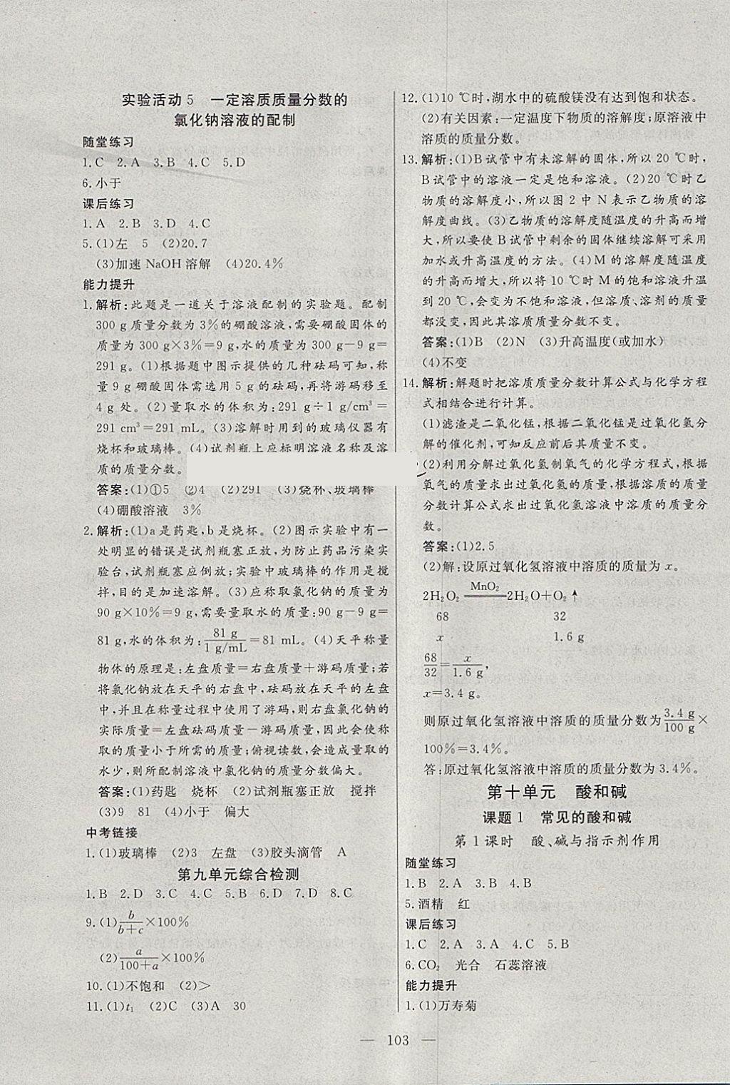 2018年自主訓(xùn)練九年級化學(xué)下冊人教版 參考答案第7頁