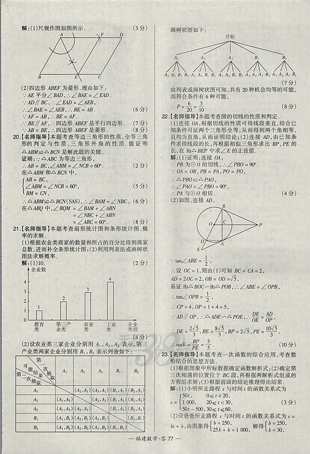 2018年天利38套福建省中考试题精选数学 参考答案第77页