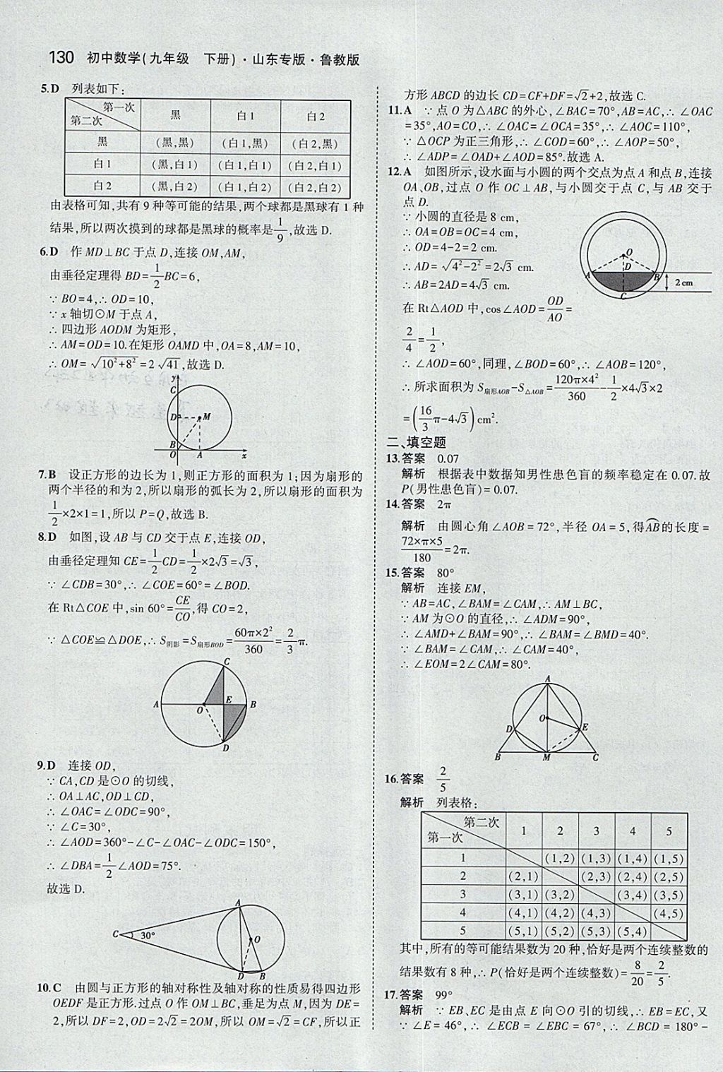 2018年5年中考3年模擬初中數(shù)學(xué)九年級(jí)下冊(cè)魯教版山東專版 參考答案第46頁(yè)