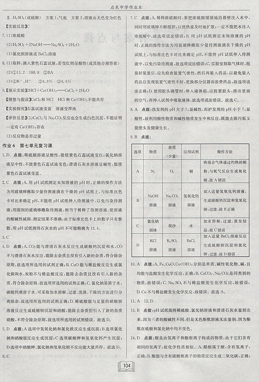 2018年啟東中學(xué)作業(yè)本九年級化學(xué)下冊魯教版 參考答案第4頁