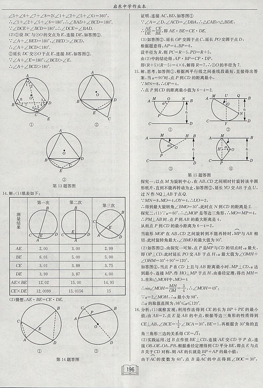 2018年启东中学作业本九年级数学下册沪科版 参考答案第24页