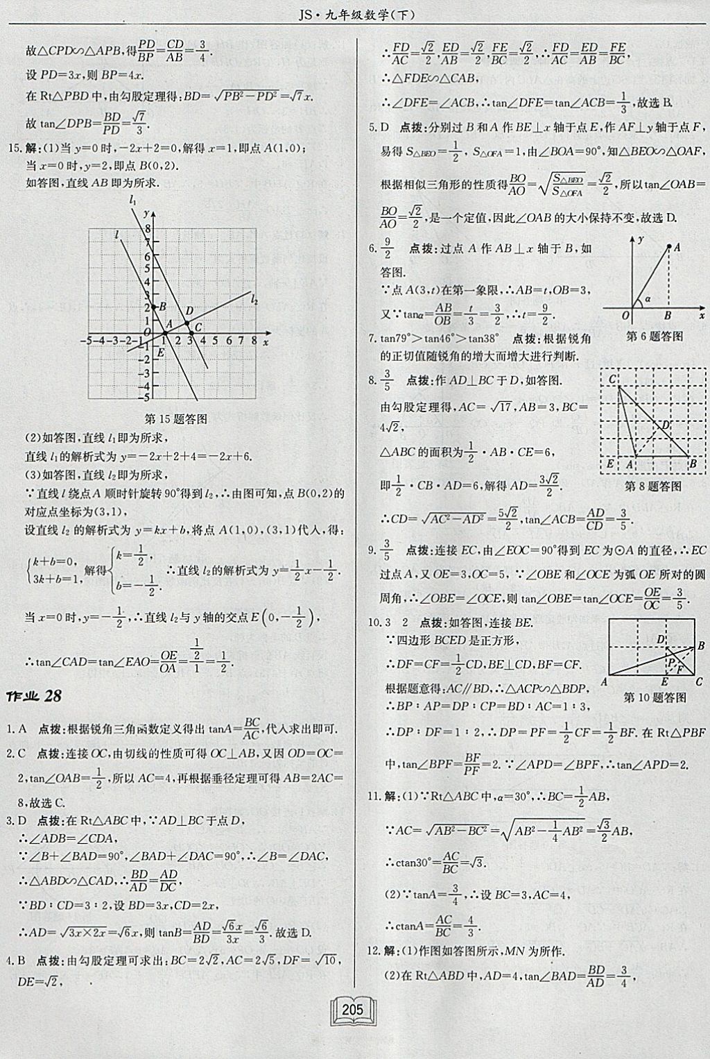 2018年启东中学作业本九年级数学下册江苏版 参考答案第29页