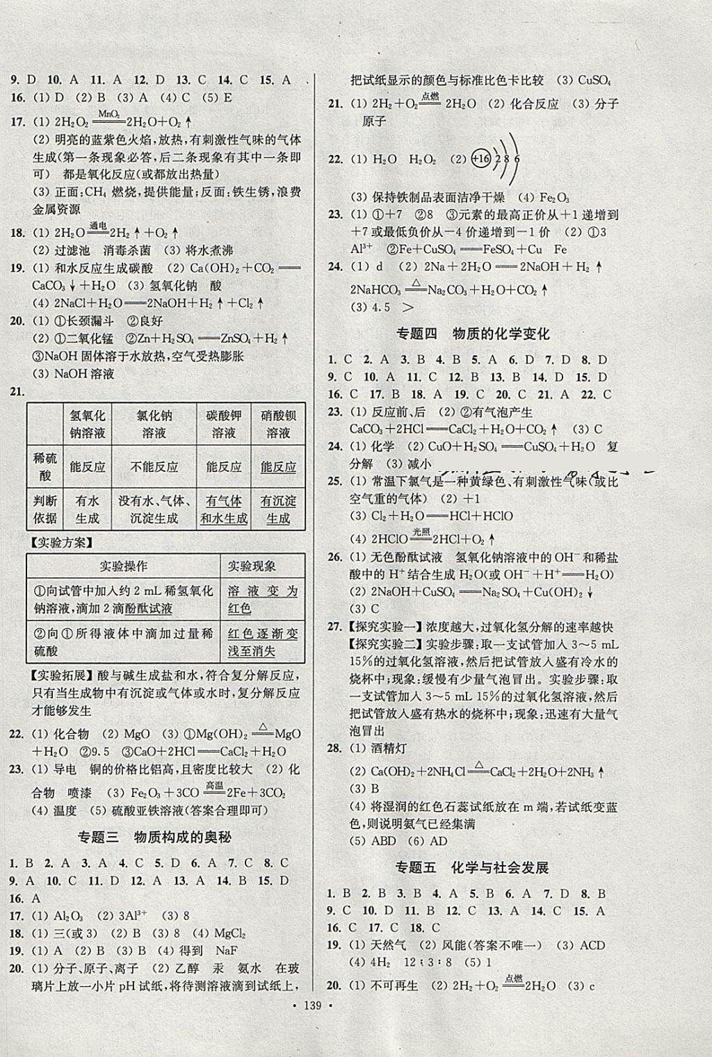 2018年南通小题课时作业本九年级化学下册沪教版 参考答案第11页