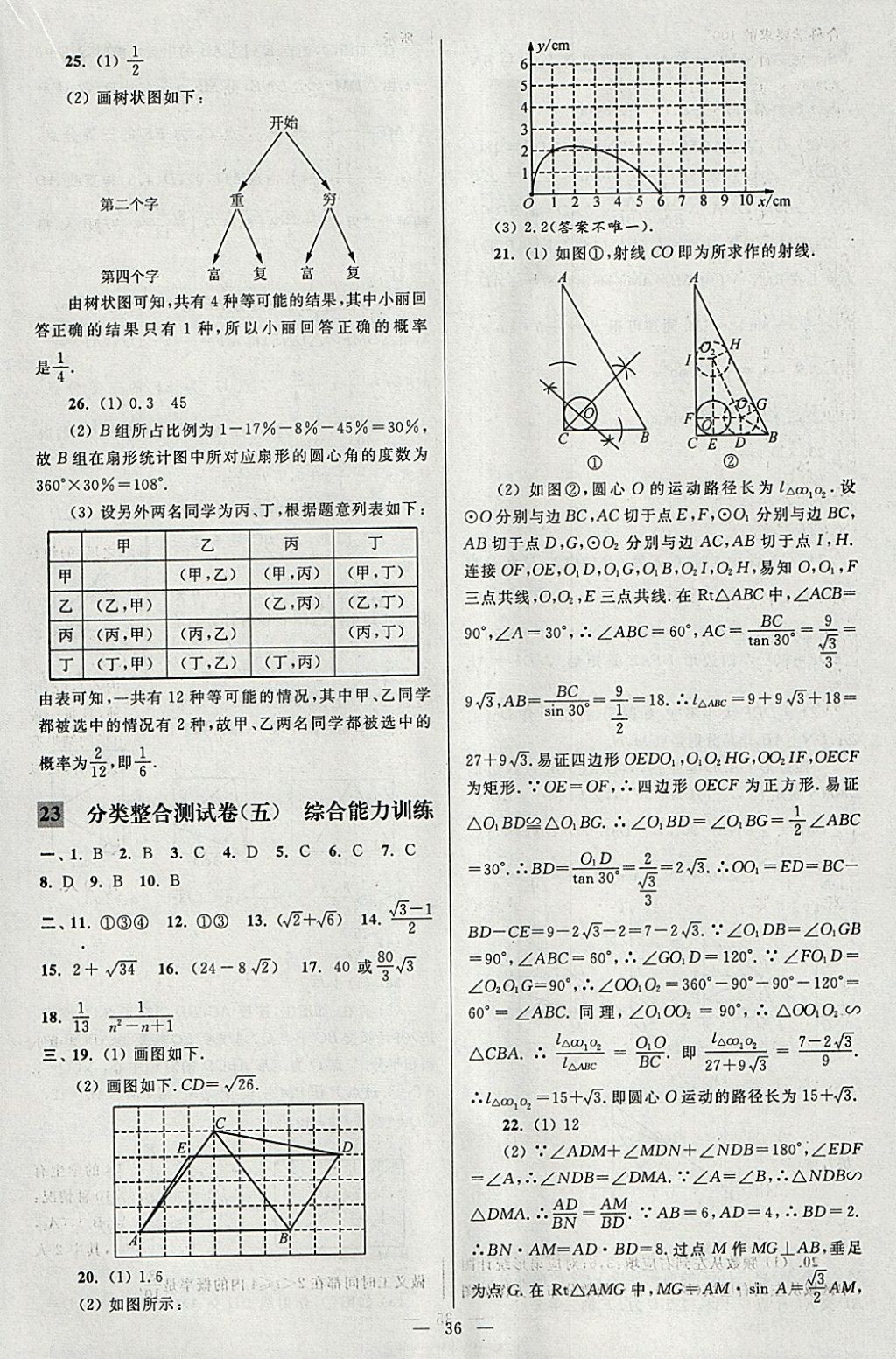 2018年亮點(diǎn)給力大試卷九年級(jí)數(shù)學(xué)下冊(cè)江蘇版 參考答案第36頁(yè)