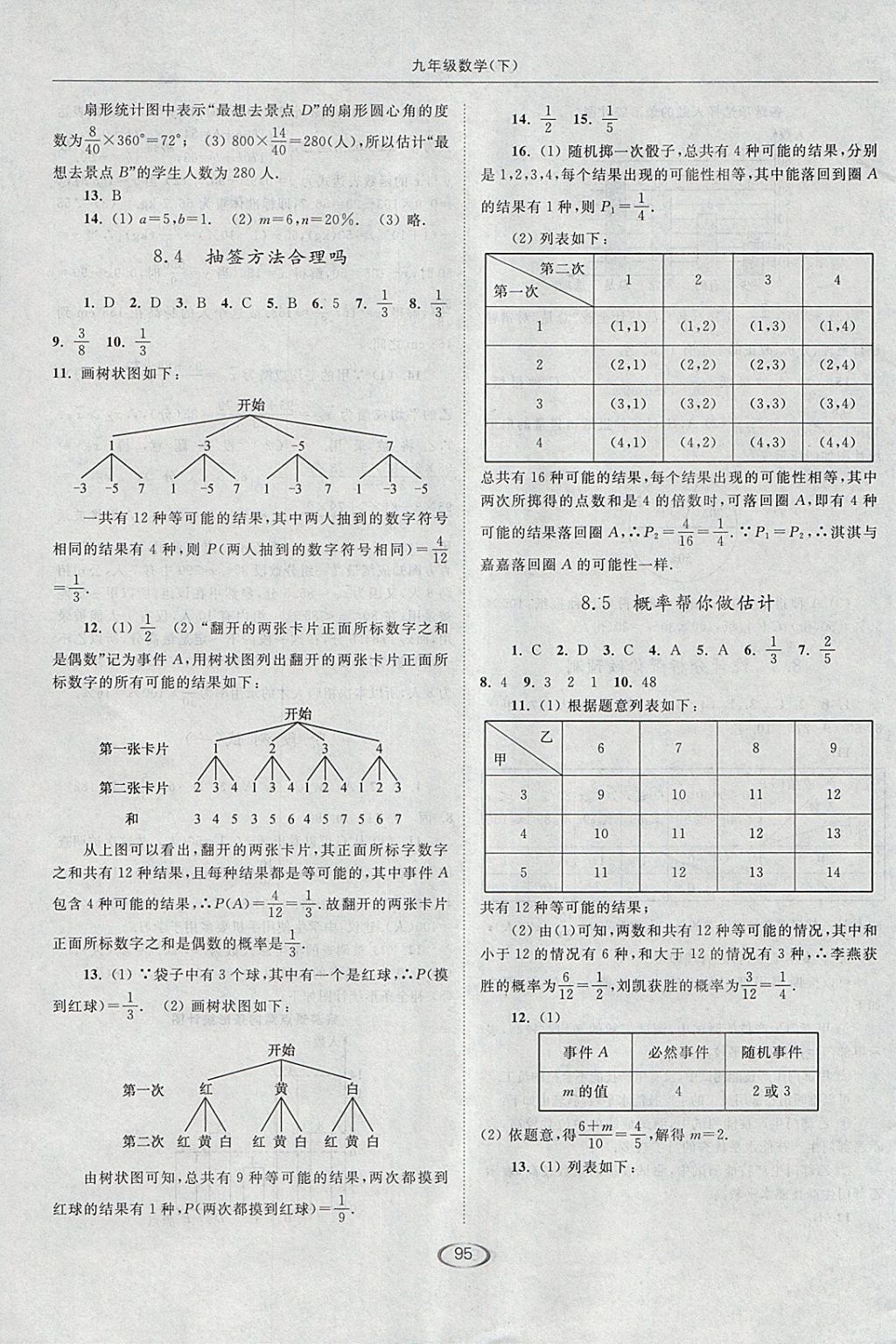 2018年亮点给力提优课时作业本九年级数学下册江苏版 参考答案第27页