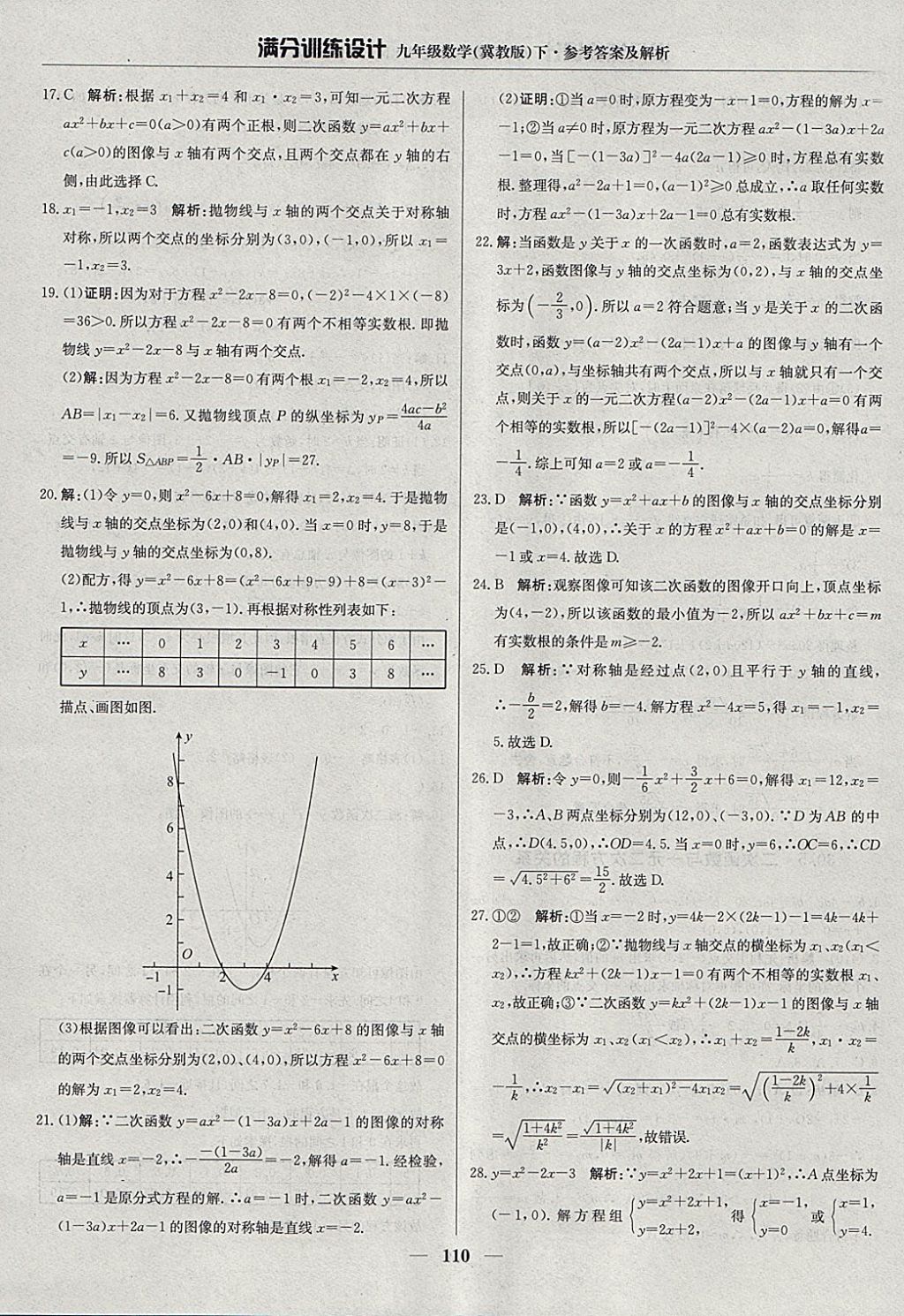 2018年滿分訓(xùn)練設(shè)計(jì)九年級(jí)數(shù)學(xué)下冊(cè)冀教版 參考答案第23頁