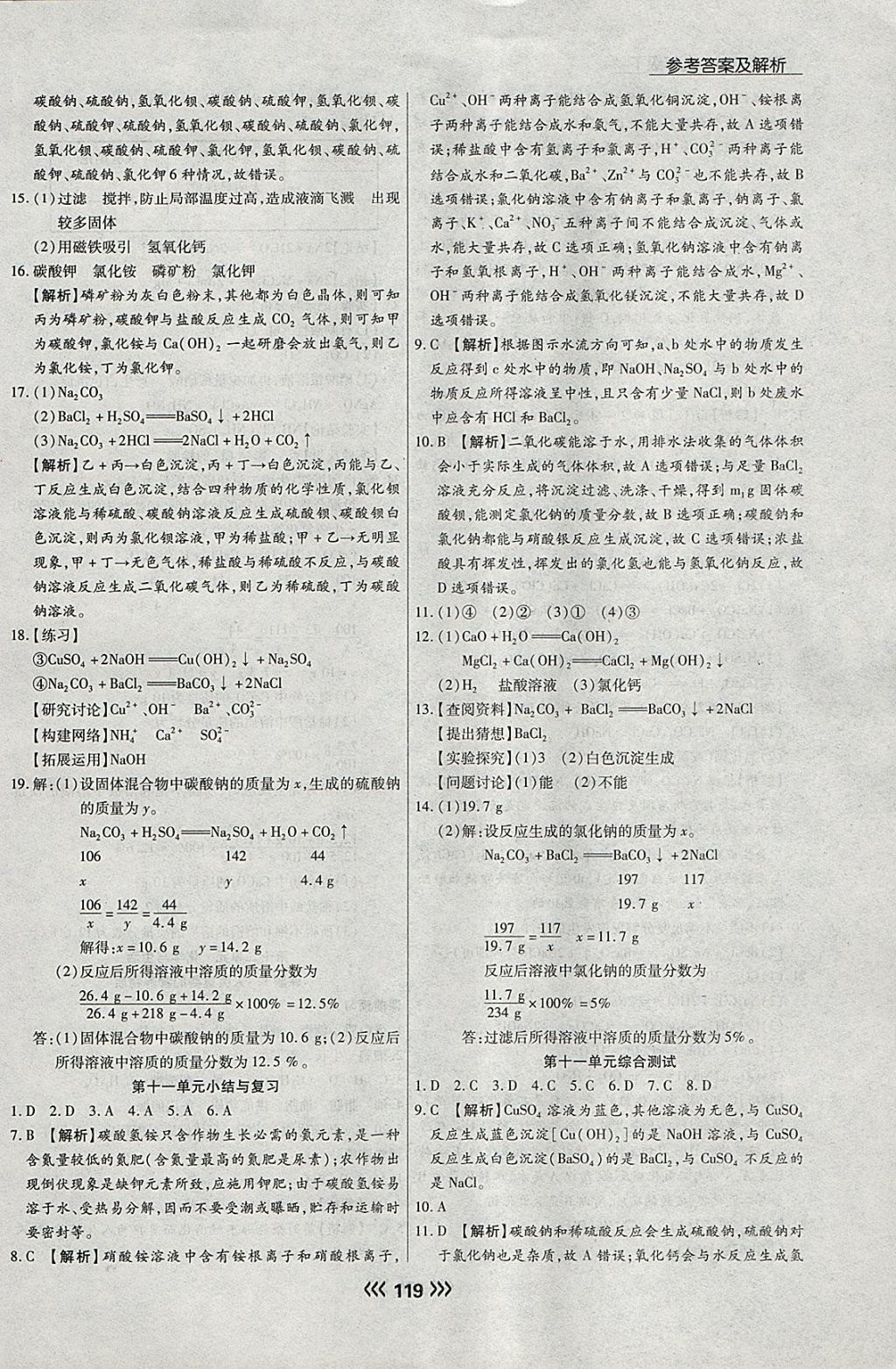 2018年学升同步练测九年级化学下册人教版 参考答案第19页